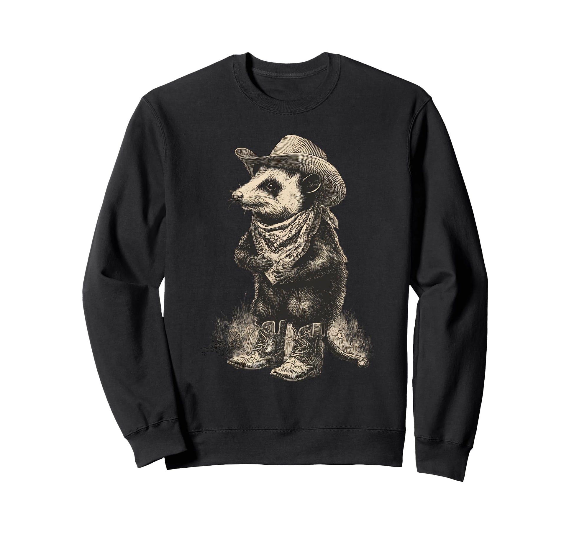 Country Cowboy Opossum Rodeo Possum Sweatshirt - Graphic Print Men Women - T-Shirt, Sweatshirt, Hoodie