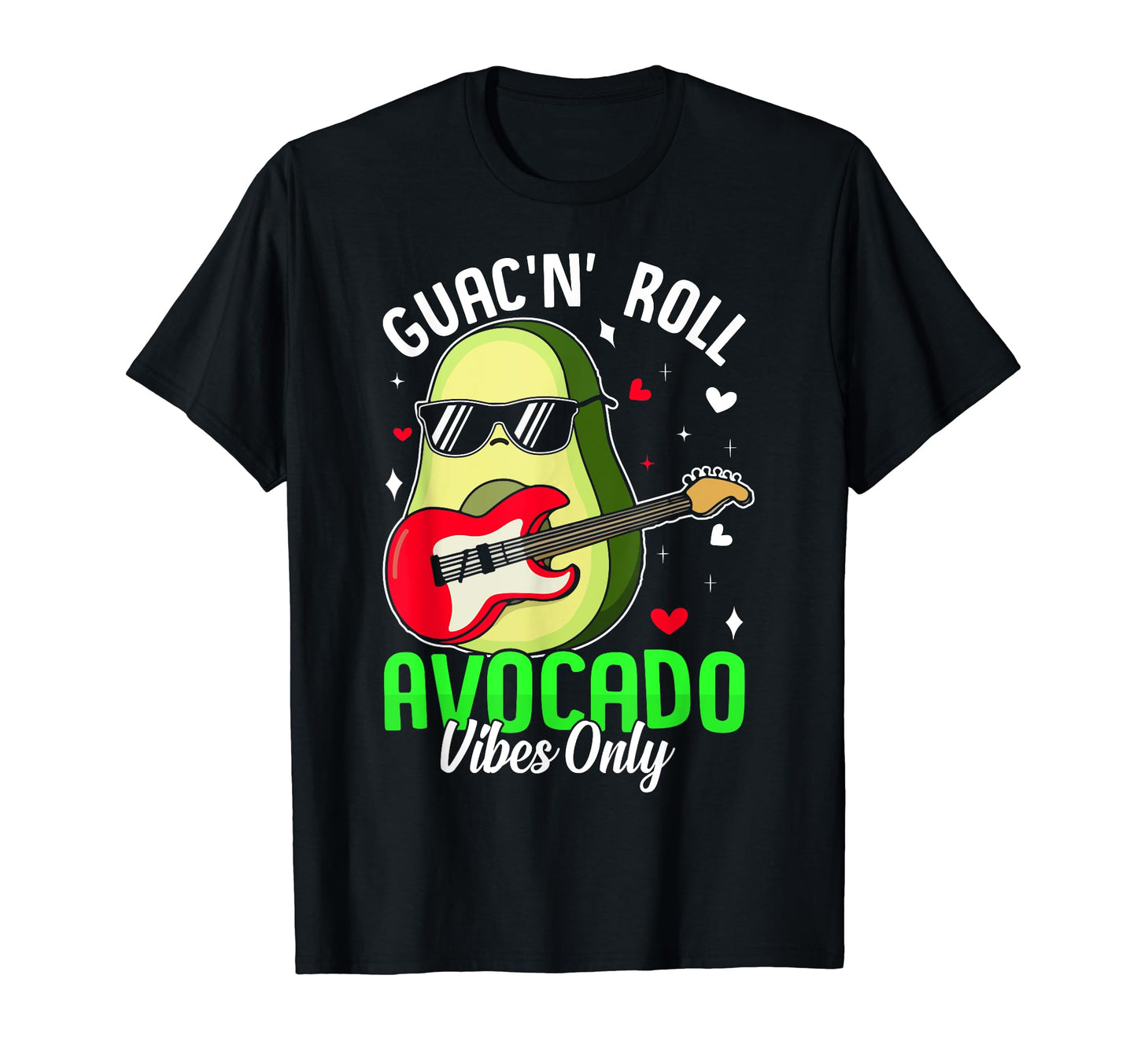 Avocado Lover Rock Musician Guacn Roll T-Shirt - Graphic Print Men Women - T-Shirt, Sweatshirt, Hoodie