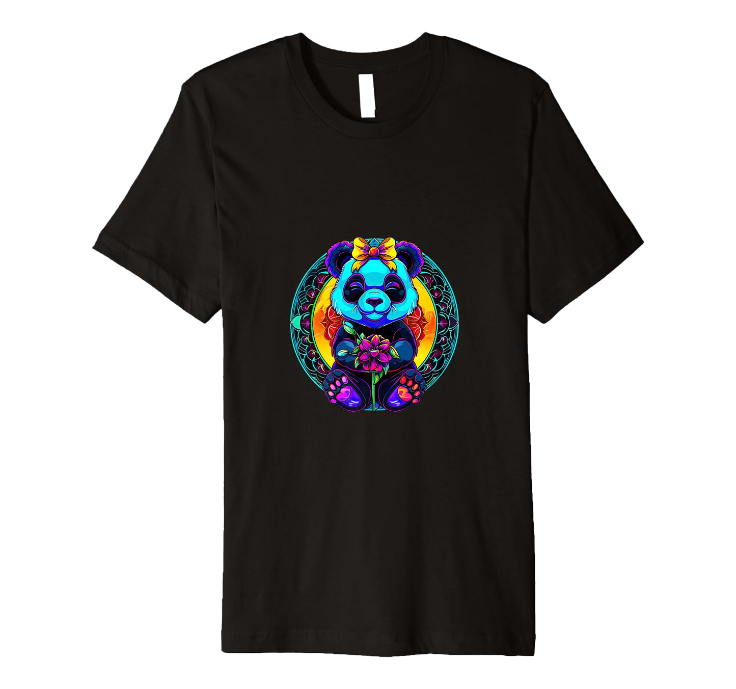 Streetwear Synthwave 80S 90S Panda Flowers T-Shirt - Unique Graphic Unisex - T-Shirt, Sweatshirt, Hoodie