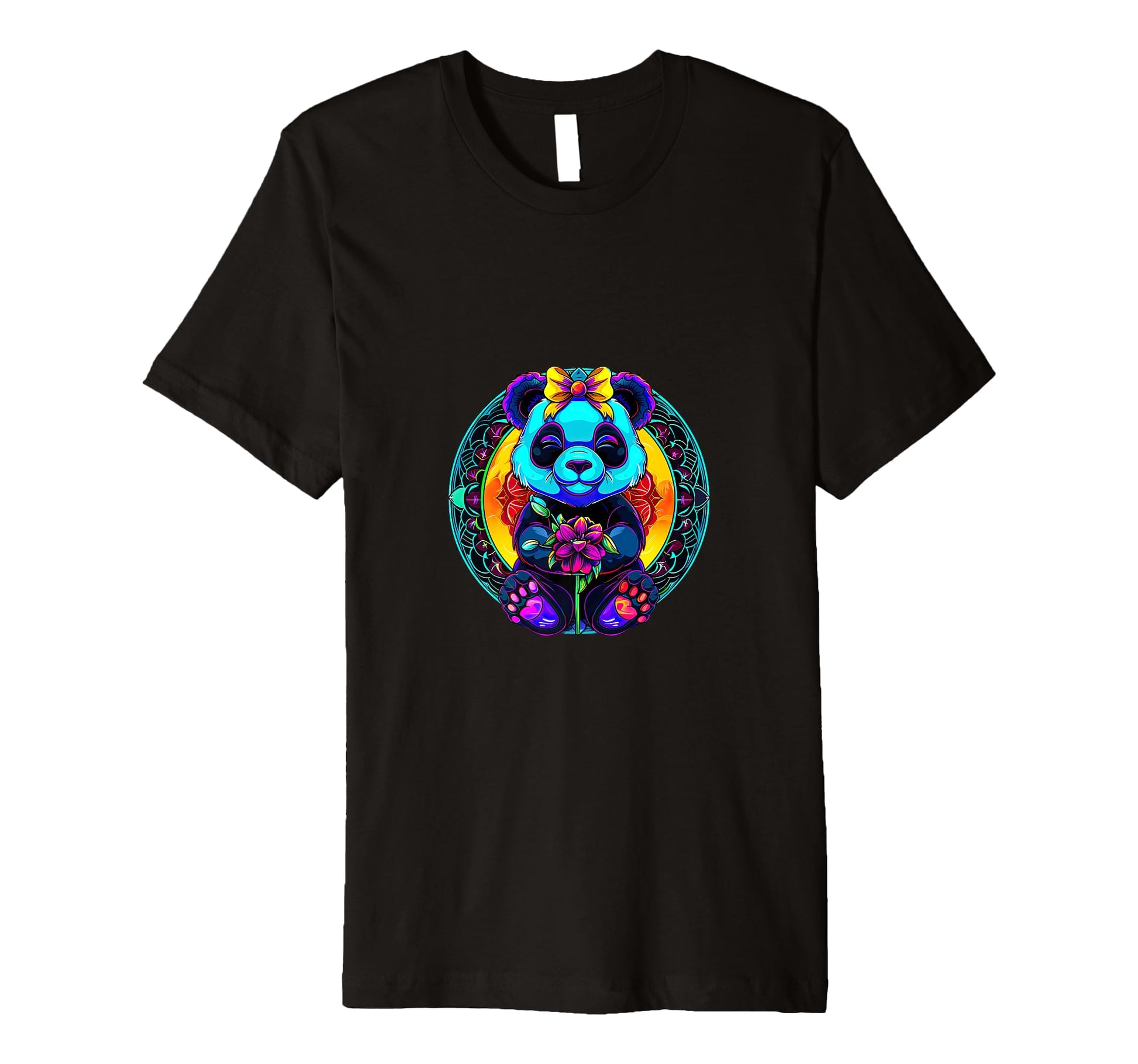 Streetwear Synthwave 80S 90S Panda Flowers T-Shirt - Unique Graphic Unisex - T-Shirt, Sweatshirt, Hoodie