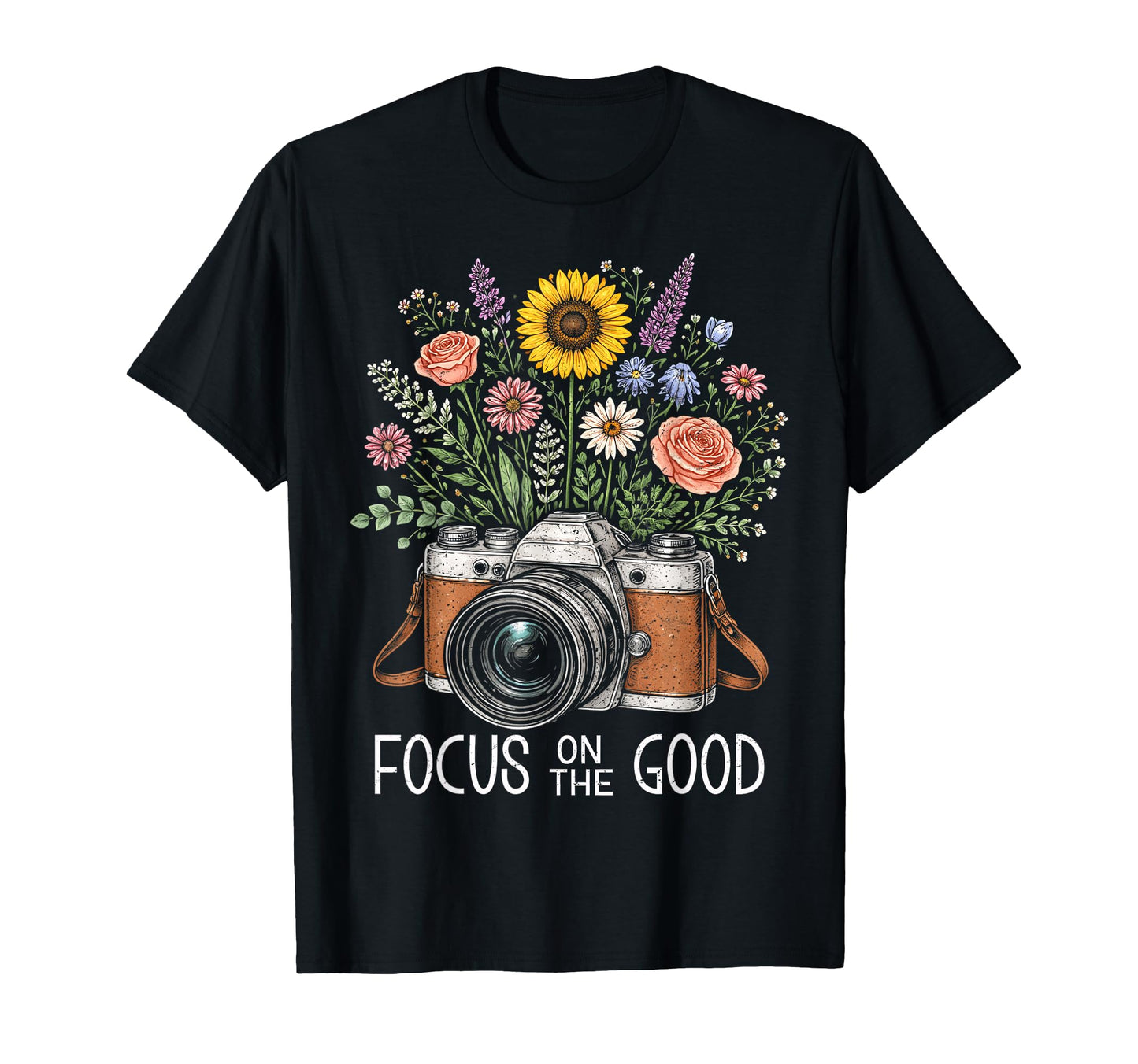 Photographer Focus Good Floral Camera T-Shirt - Unique Graphic Men Women - T-Shirt, Sweatshirt, Hoodie