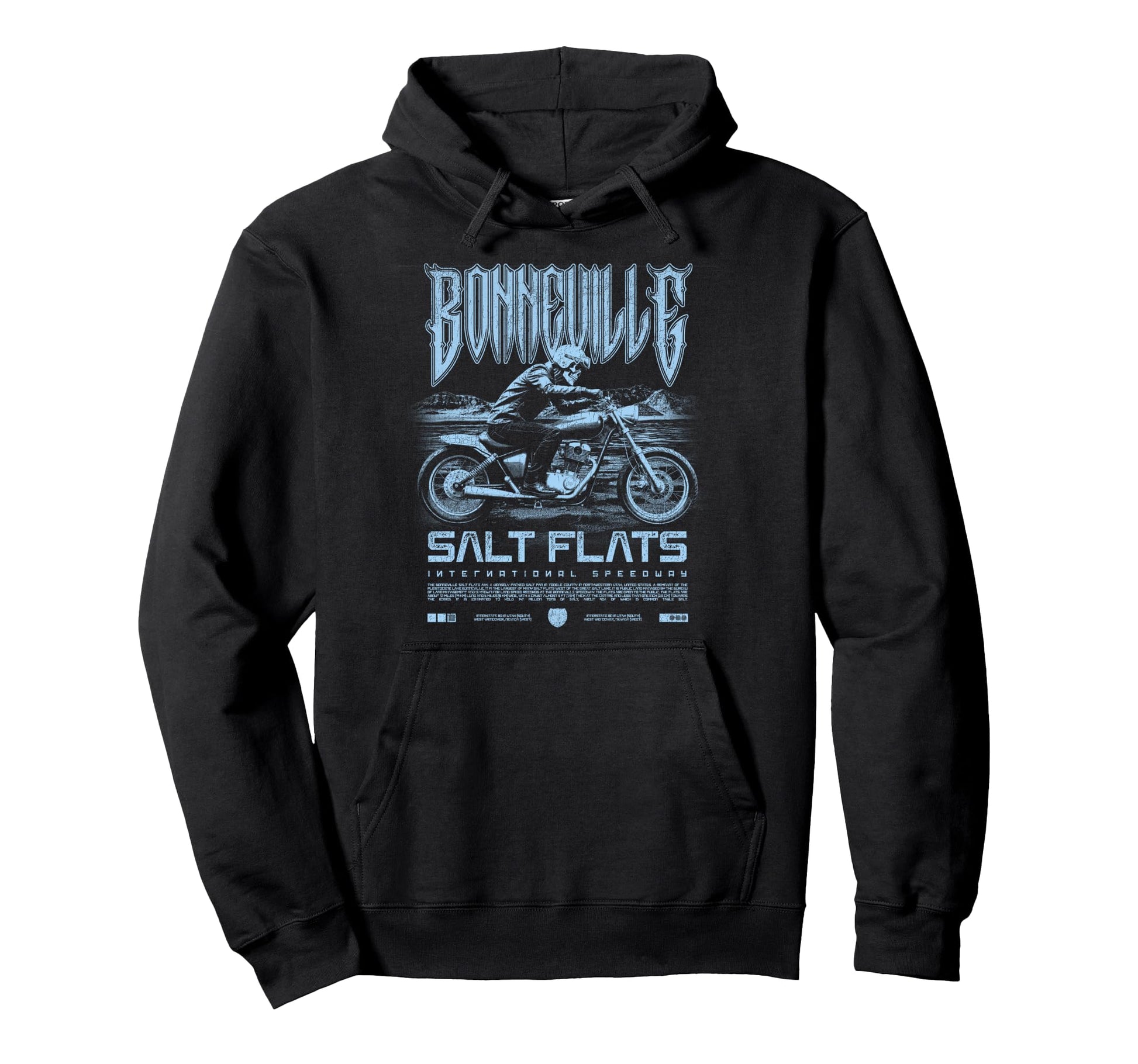 Bonneville Salt Flats Motorcycle Hoodie - Fun Novelty Design for Adults - T-Shirt, Sweatshirt, Hoodie
