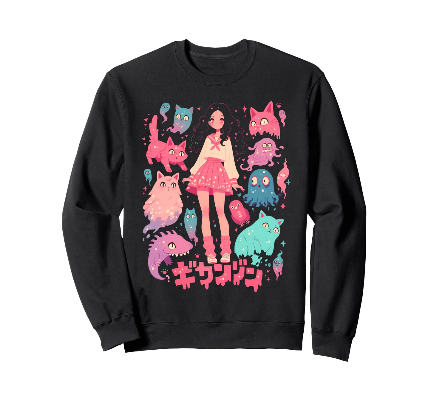 Goth Grunge Demon Anime Waifu Sweatshirt - Custom Art Print Men Women - T-Shirt, Sweatshirt, Hoodie