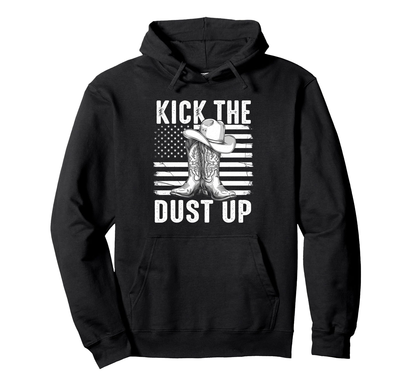 Kick Dust Up Western Cowboy Boots Usa Flag Hoodie - Graphic Print Unisex - T-Shirt, Sweatshirt, Hoodie