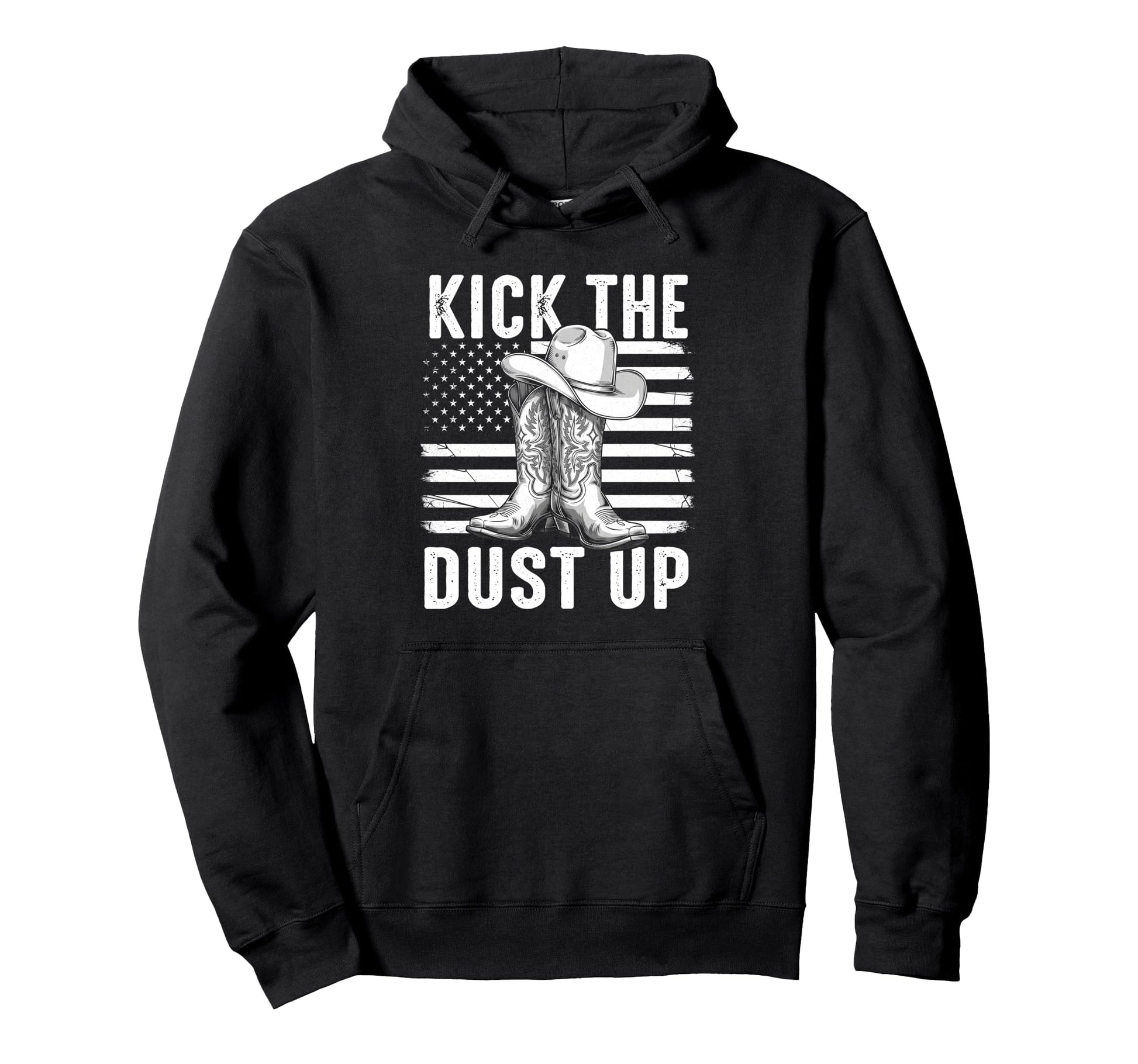 Kick Dust Up Western Cowboy Boots Usa Flag Hoodie - Graphic Print Unisex - T-Shirt, Sweatshirt, Hoodie