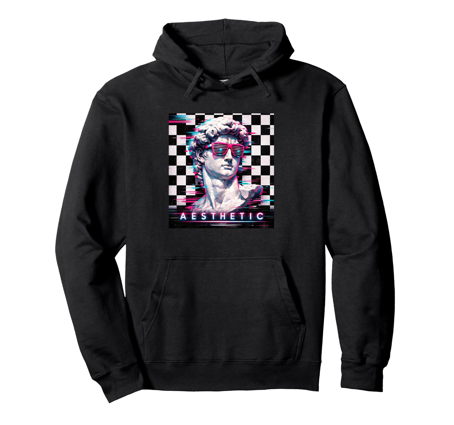 Vaporwave David Glitch Art Aesthetic Hoodie - Custom Art Print Men Women - T-Shirt, Sweatshirt, Hoodie