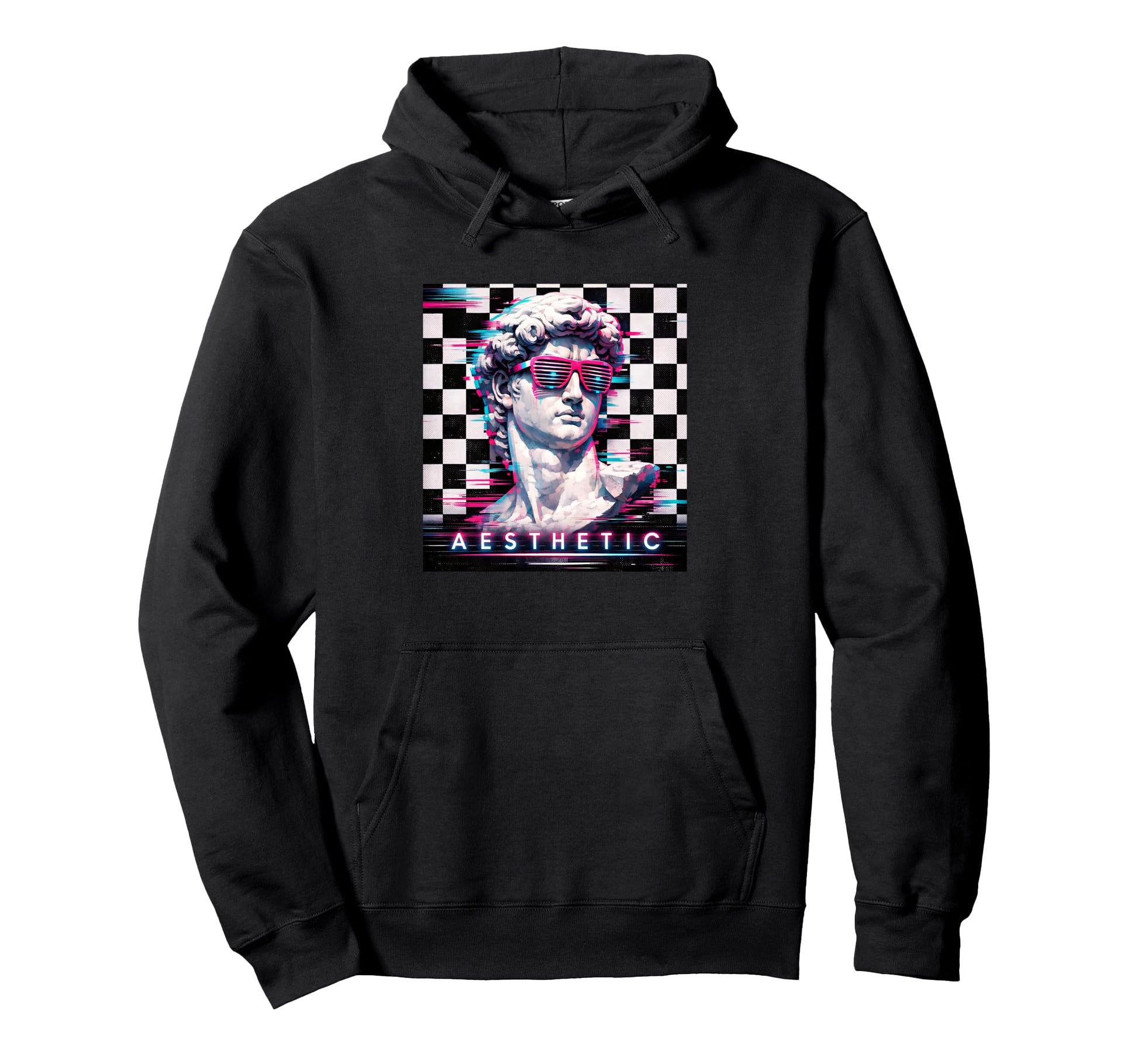 Vaporwave David Glitch Art Aesthetic Hoodie - Custom Art Print Men Women - T-Shirt, Sweatshirt, Hoodie