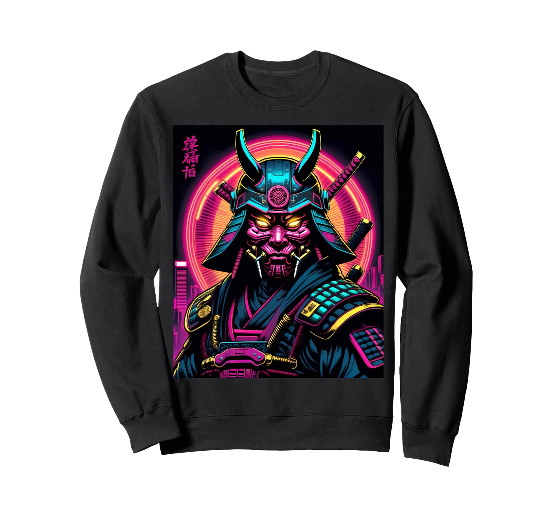 Cyber Samurai Japanese Futuristic Sweatshirt - Unique Graphic for Adults - T-Shirt, Sweatshirt, Hoodie