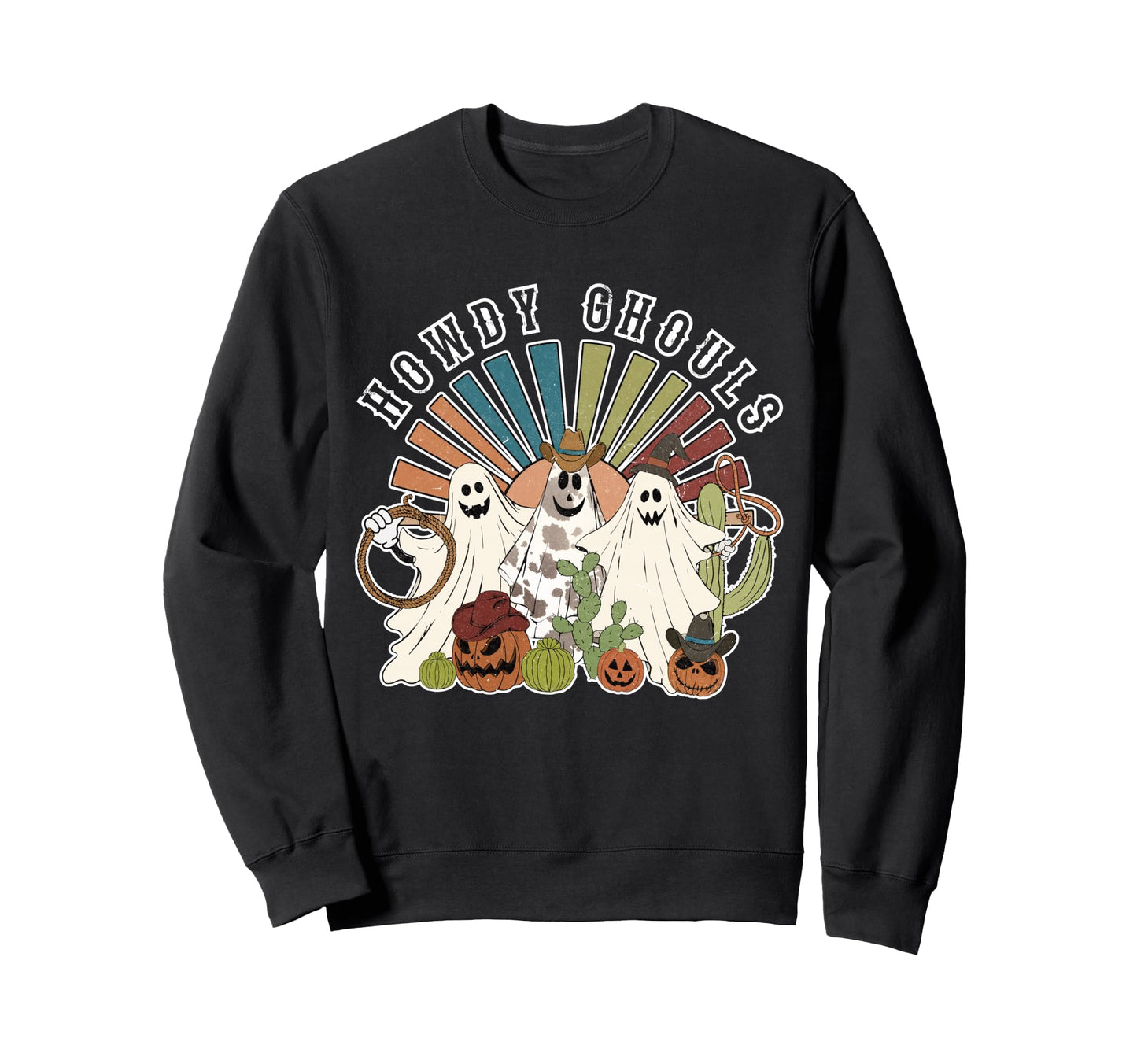 Howdy Ghouls Western Halloween Sweatshirt - Unique Graphic for Adults - T-Shirt, Sweatshirt, Hoodie
