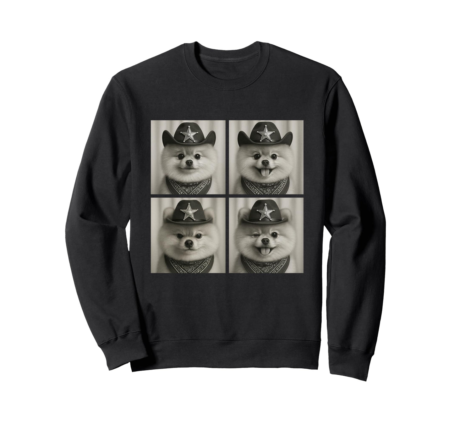 Pomeranian Funny Cowboy Dogs Sweatshirt - Fun Novelty Design Men Women - T-Shirt, Sweatshirt, Hoodie