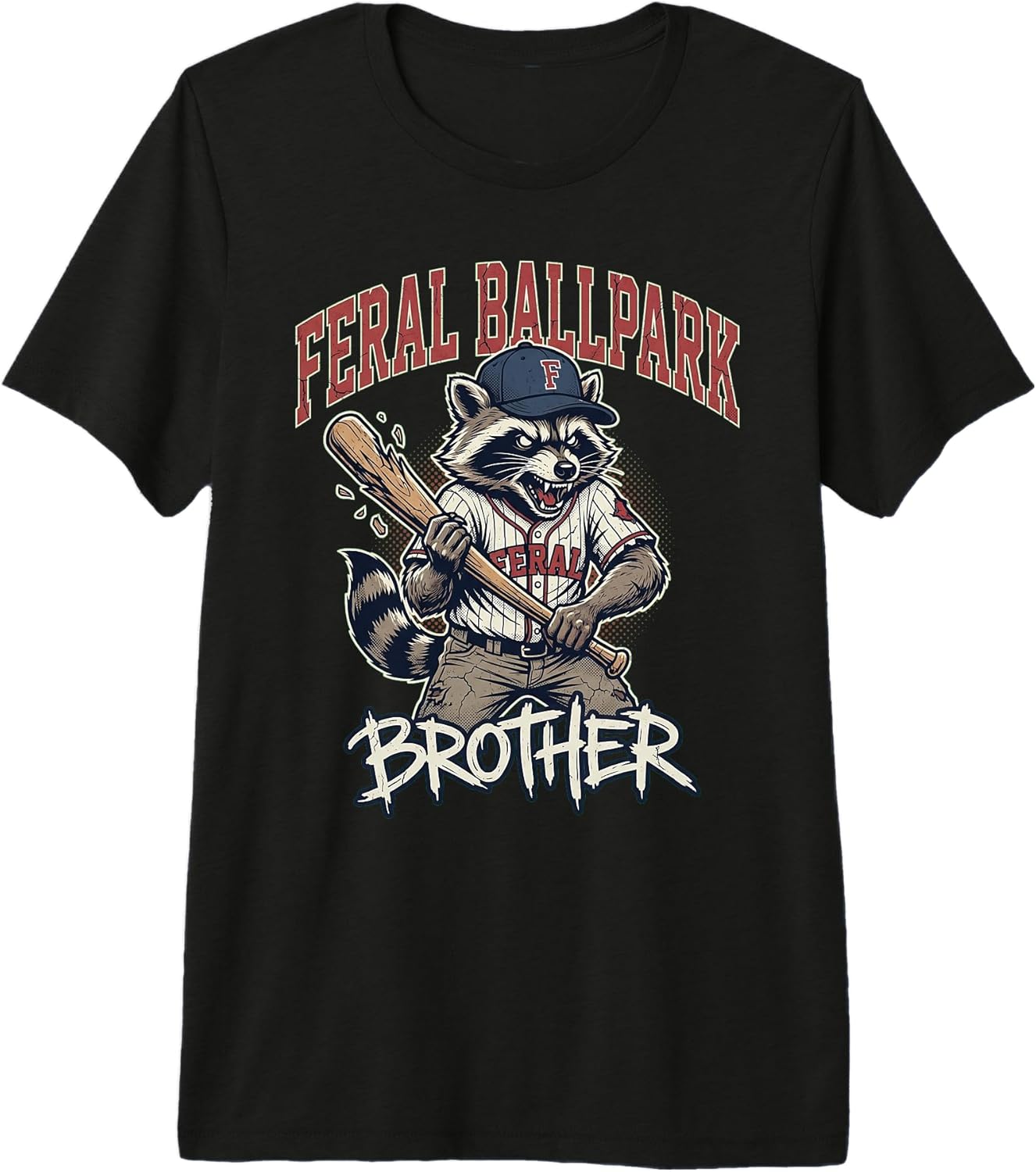 Funny Feral Raccoon Baseball Fan Art - Adult & Kids T-Shirts, Sweatshirts & Hoodies apparel design preview 1