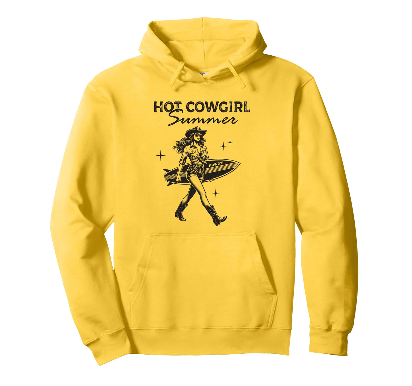 Hot Cowgirl Summer Western Surf Beach Hoodie - Unique Graphic for Adults - T-Shirt, Sweatshirt, Hoodie