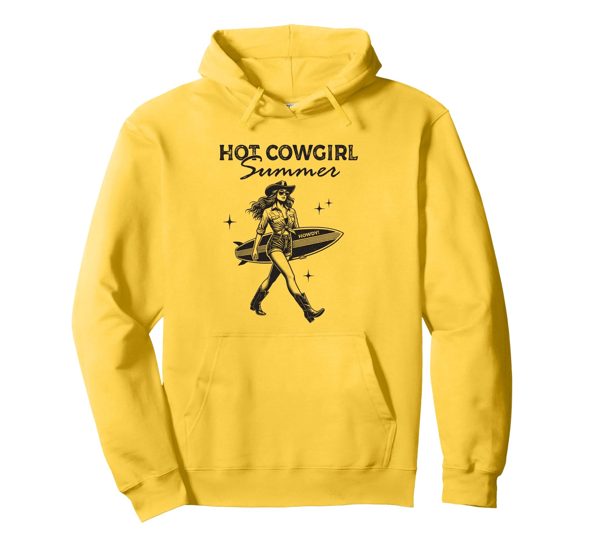 Hot Cowgirl Summer Western Surf Beach Hoodie - Unique Graphic for Adults - T-Shirt, Sweatshirt, Hoodie