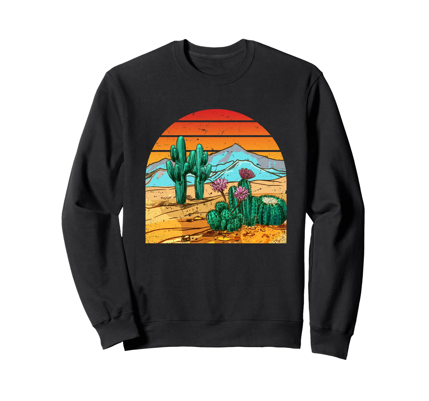 80S Desert Scene Cactus Sweatshirt - Fun Novelty Design Men Women - T-Shirt, Sweatshirt, Hoodie