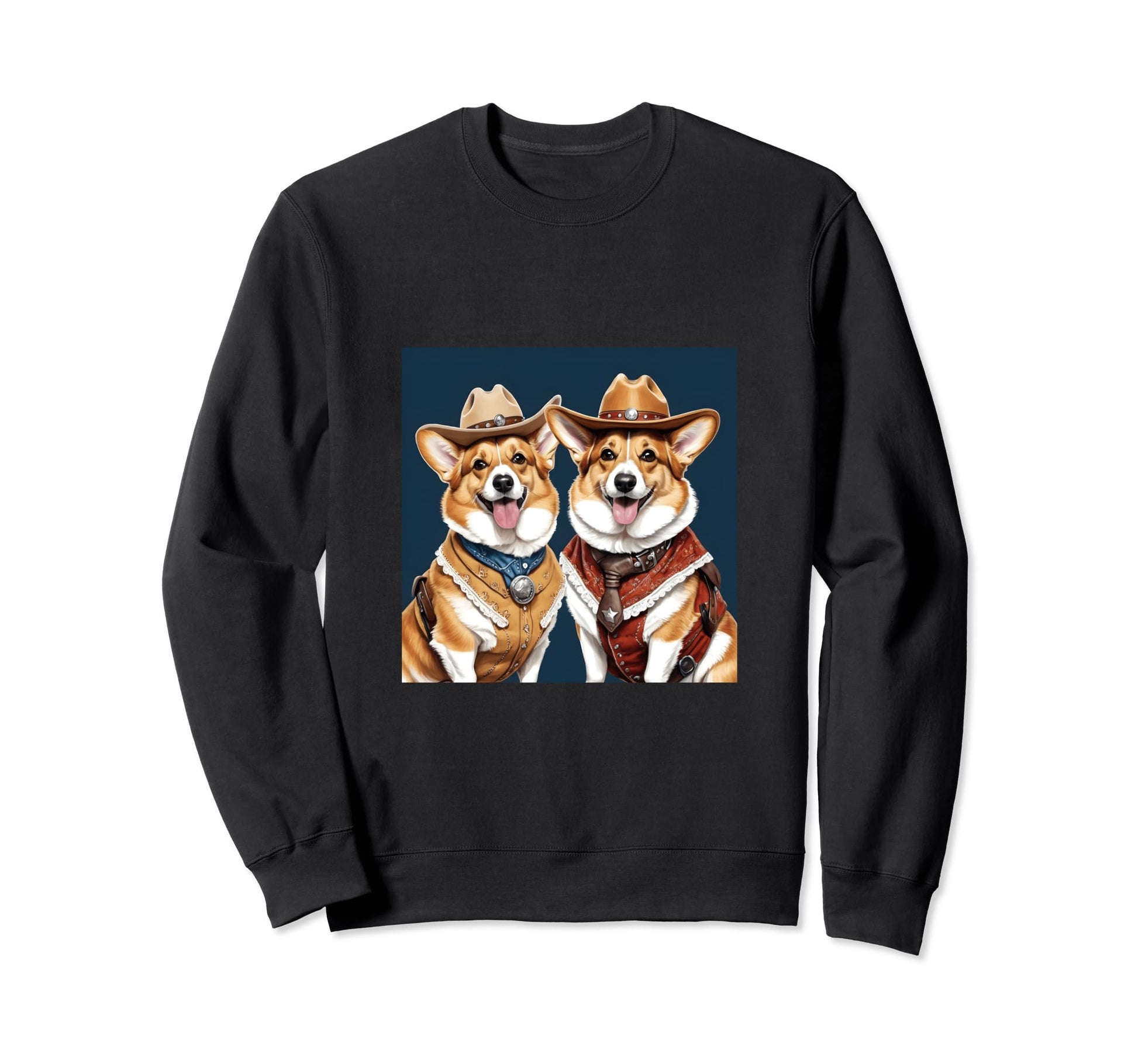 Welsh Corgis Cowboys Art Sweatshirt - Fun Novelty Design for Adults - T-Shirt, Sweatshirt, Hoodie