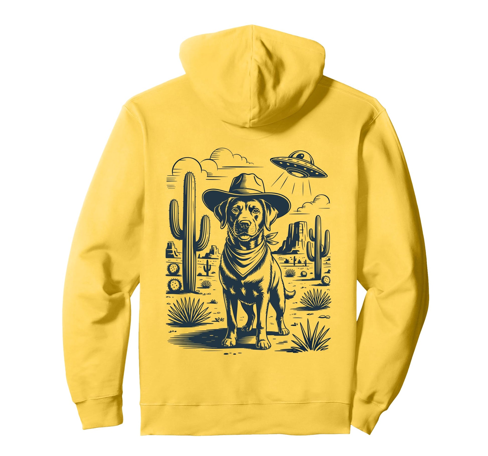 Cowboy Labrador Retriever Dog Ufo Western Hoodie - Unique Graphic Men Women - T-Shirt, Sweatshirt, Hoodie