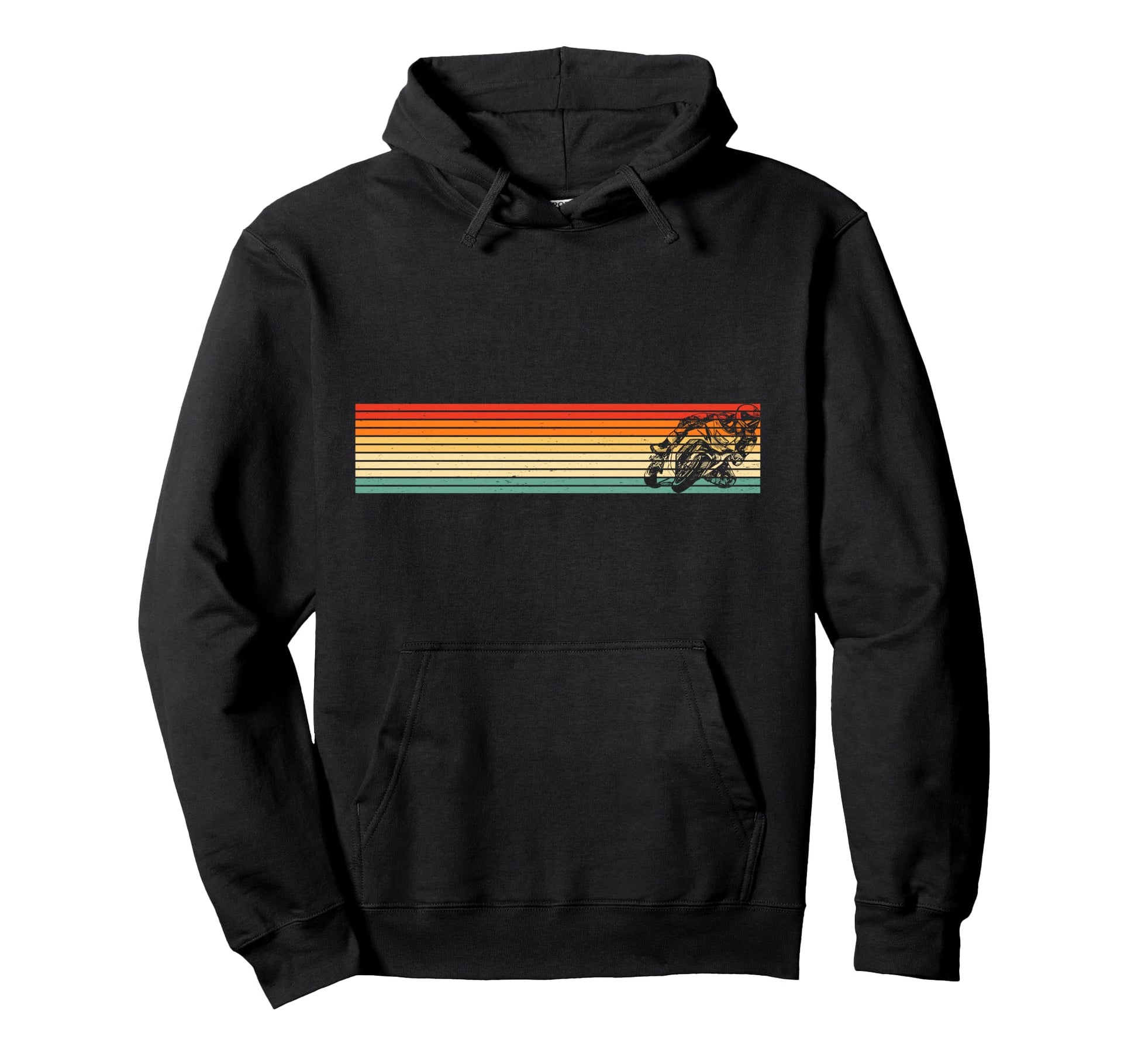 Motorcycle Sunset 70S 80S Racing Biker Hoodie - Unique Graphic Unisex - T-Shirt, Sweatshirt, Hoodie