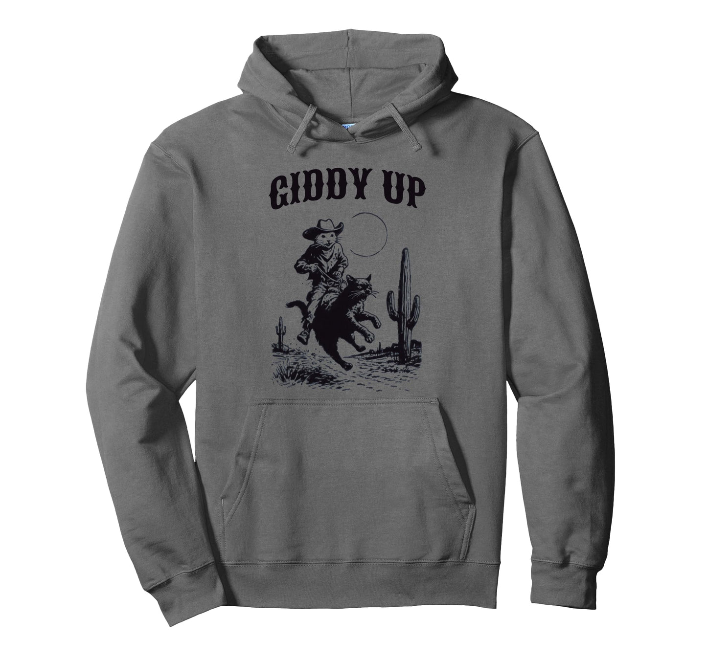 Cowboy Mouse Riding Cat Western Rodeo Hoodie - Minimalist Print for Adults - T-Shirt, Sweatshirt, Hoodie