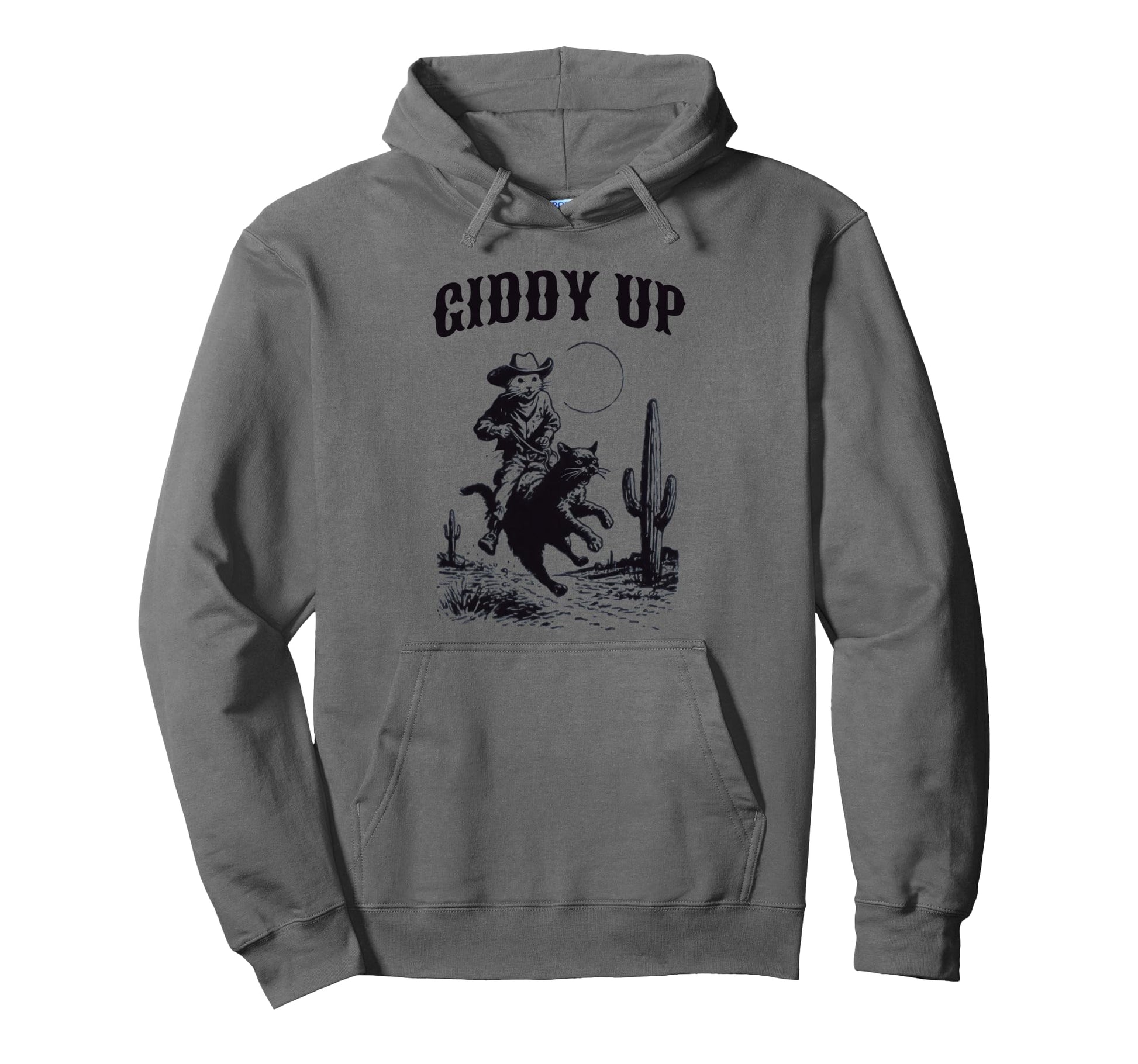 Cowboy Mouse Riding Cat Western Rodeo Hoodie - Minimalist Print for Adults - T-Shirt, Sweatshirt, Hoodie