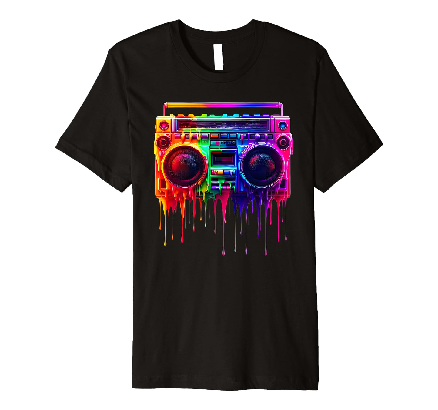 Dripping Paint Boombox Old School 80S T-Shirt - Custom Art Print Men Women - T-Shirt, Sweatshirt, Hoodie