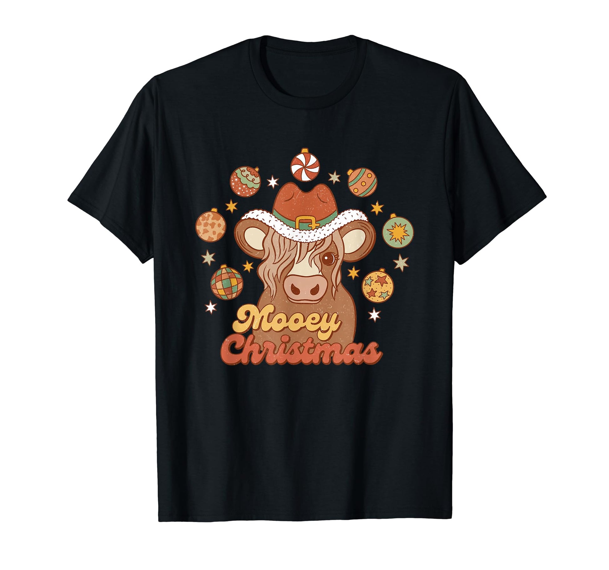 Western Merry Mooey Santa Cowboy Hat T-Shirt - Custom Art Print for Adults - T-Shirt, Sweatshirt, Hoodie