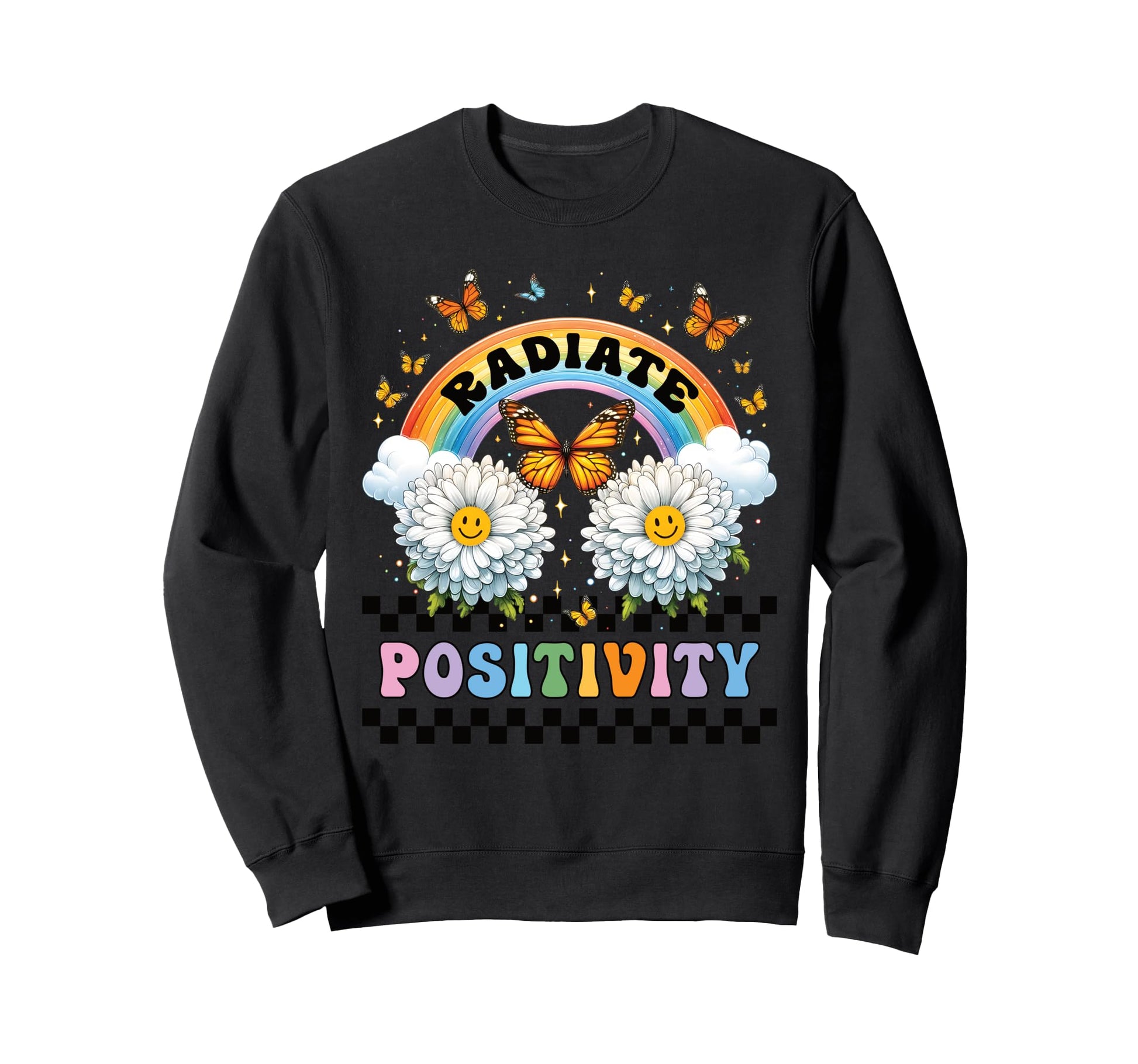 Radiate Positivity Rainbow Sweatshirt - Casual Everyday Wear Men Women - T-Shirt, Sweatshirt, Hoodie