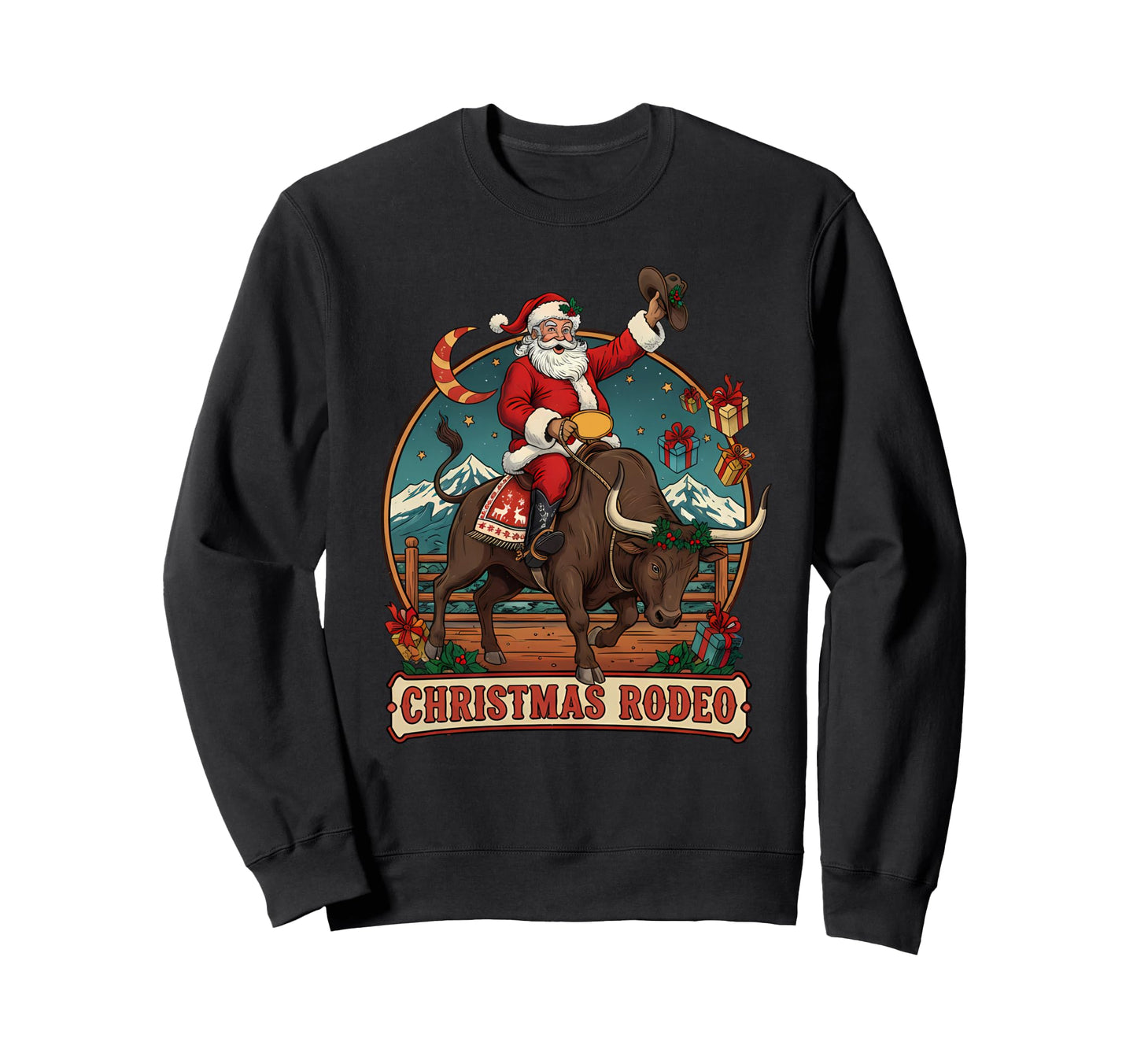 Santa Claus Cowboy Family Matching Sweatshirt - Custom Art Print Men Women - T-Shirt, Sweatshirt, Hoodie