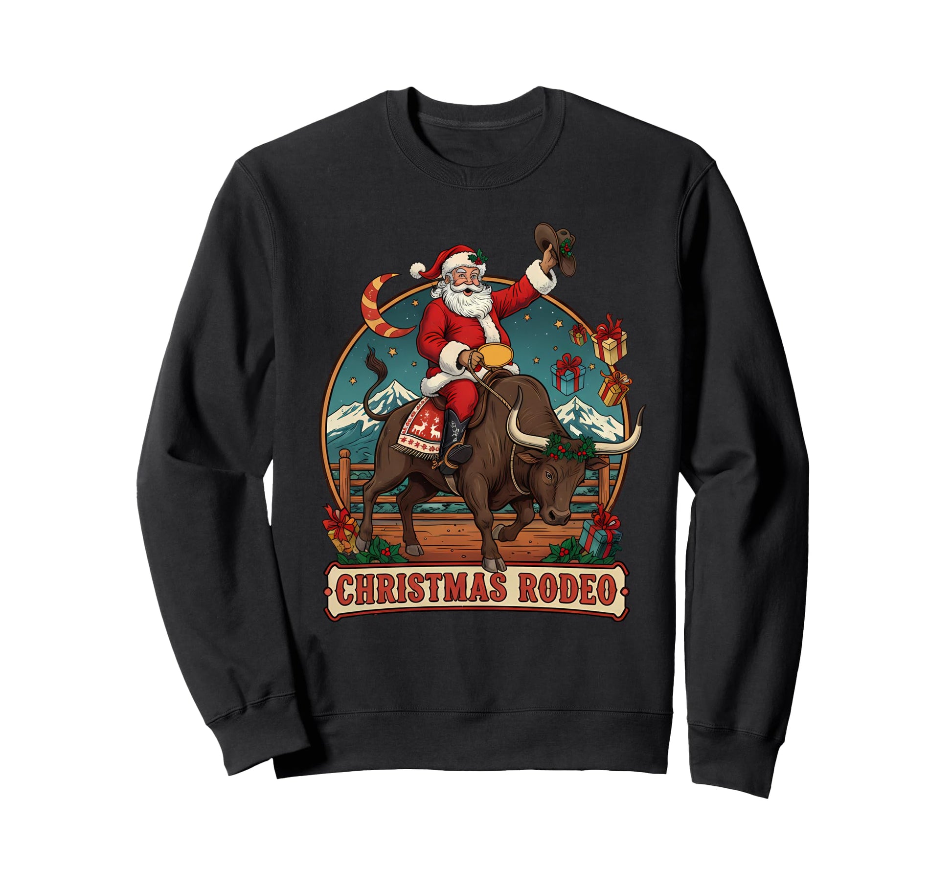 Santa Claus Cowboy Family Matching Sweatshirt - Custom Art Print Men Women - T-Shirt, Sweatshirt, Hoodie