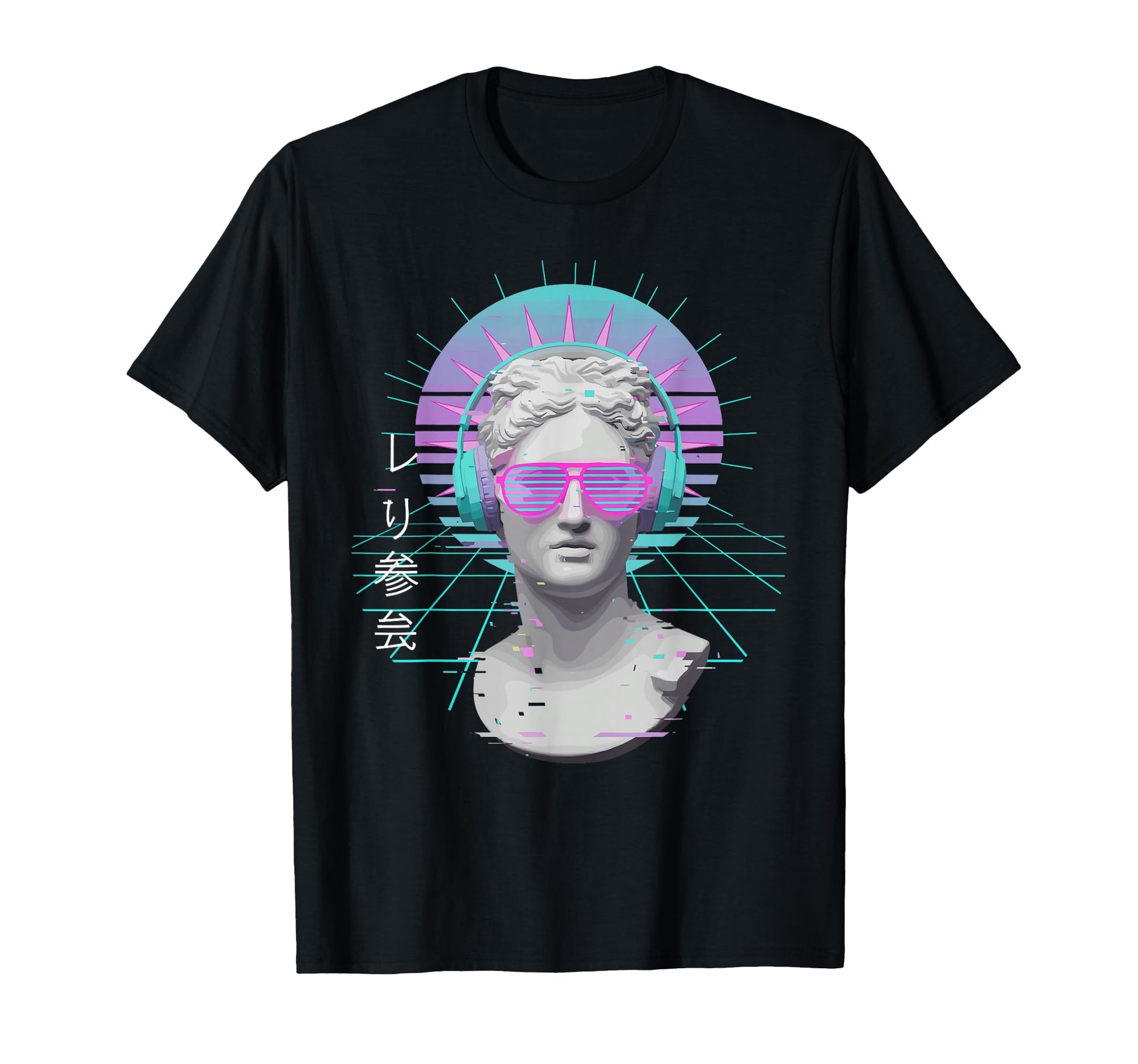Vaporwave Fan Headphone Statue Glitch T-Shirt - Novelty Apparel Men Women - T-Shirt, Sweatshirt, Hoodie