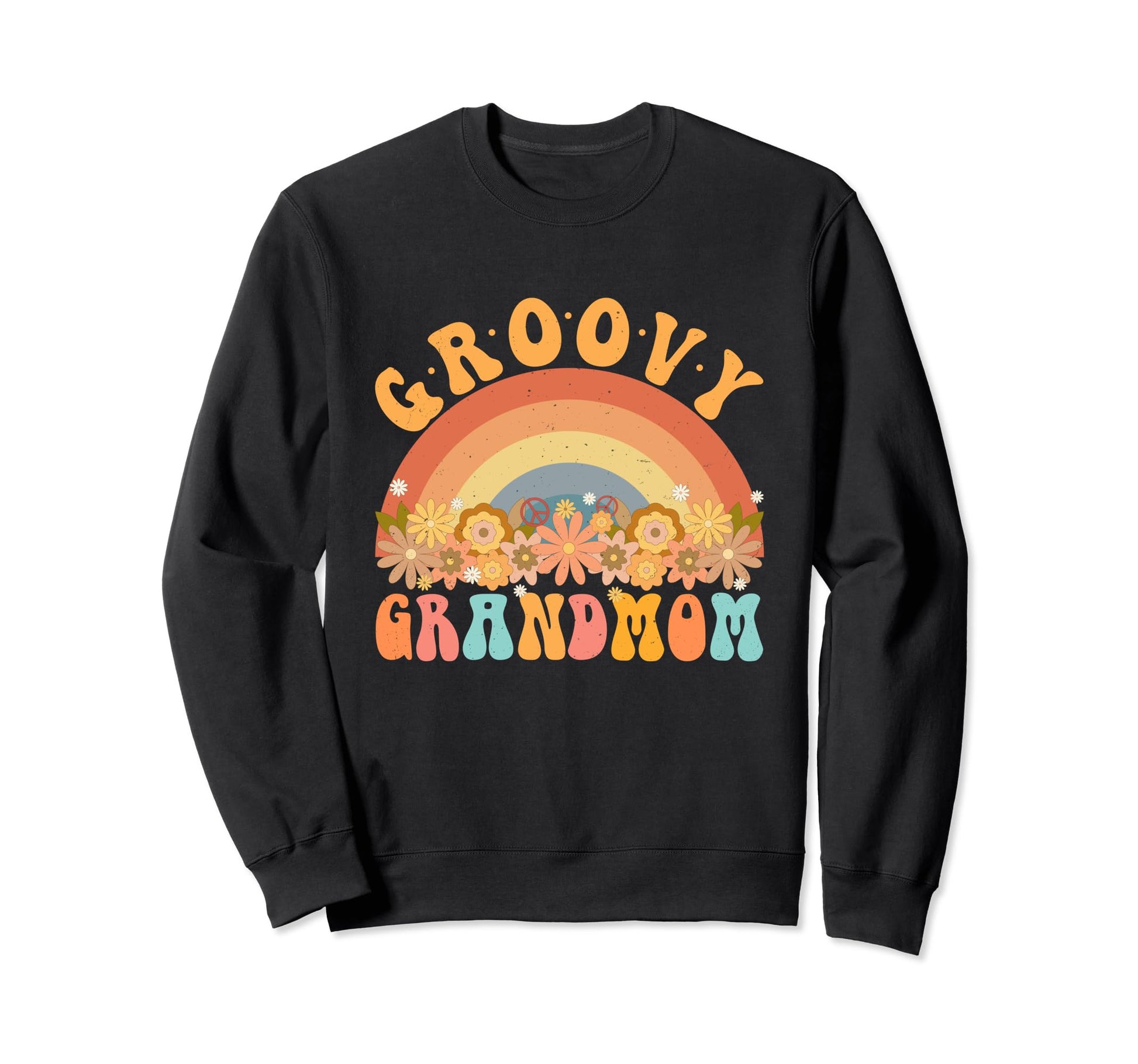 Groovy Grandmom Rainbow Daisy Sweatshirt - Aesthetic Graphic for Adults - T-Shirt, Sweatshirt, Hoodie