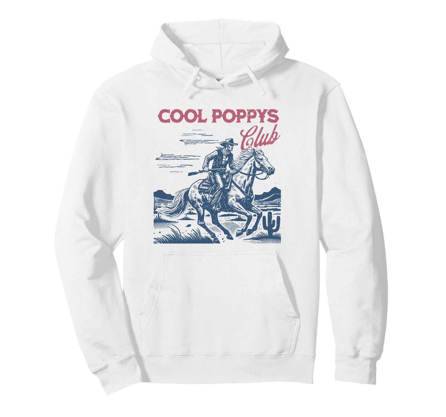 Poppys Club Western Cowboy Horse Hoodie - Custom Art Print for Adults - T-Shirt, Sweatshirt, Hoodie