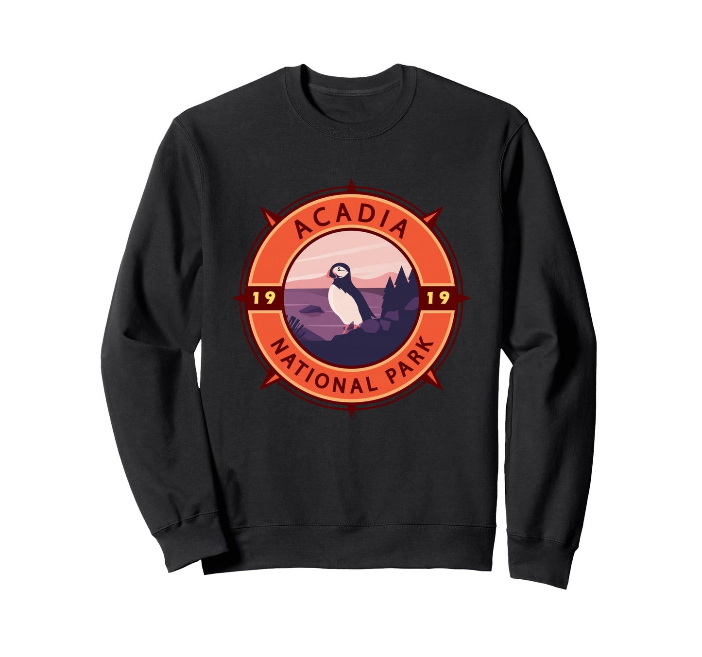 Acadia National Park Puffin Compass Sweatshirt - Novelty Apparel Men Women - T-Shirt, Sweatshirt, Hoodie