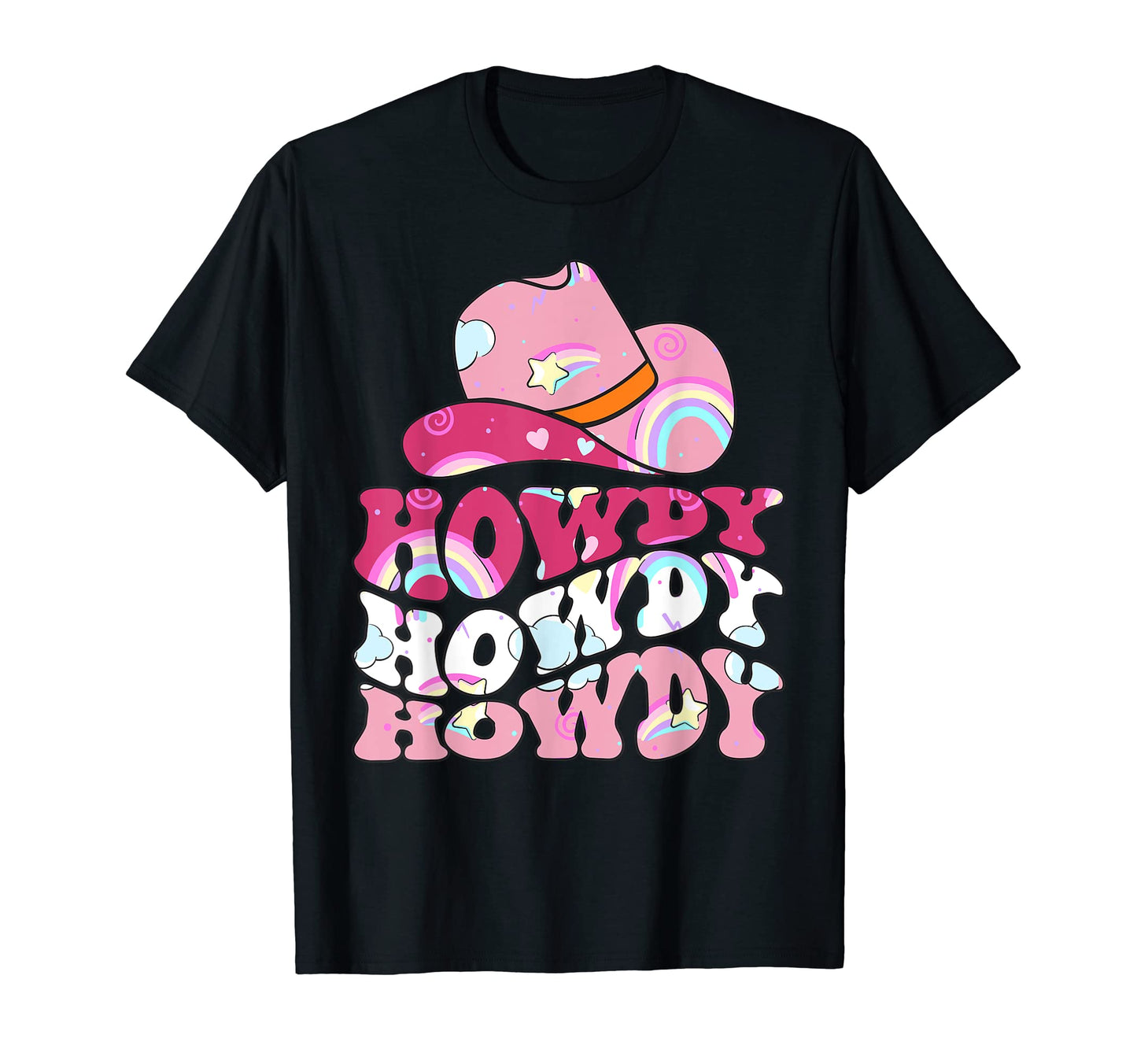Rainbow Howdy Rodeo Western Country T-Shirt - Custom Art Print Unisex - T-Shirt, Sweatshirt, Hoodie