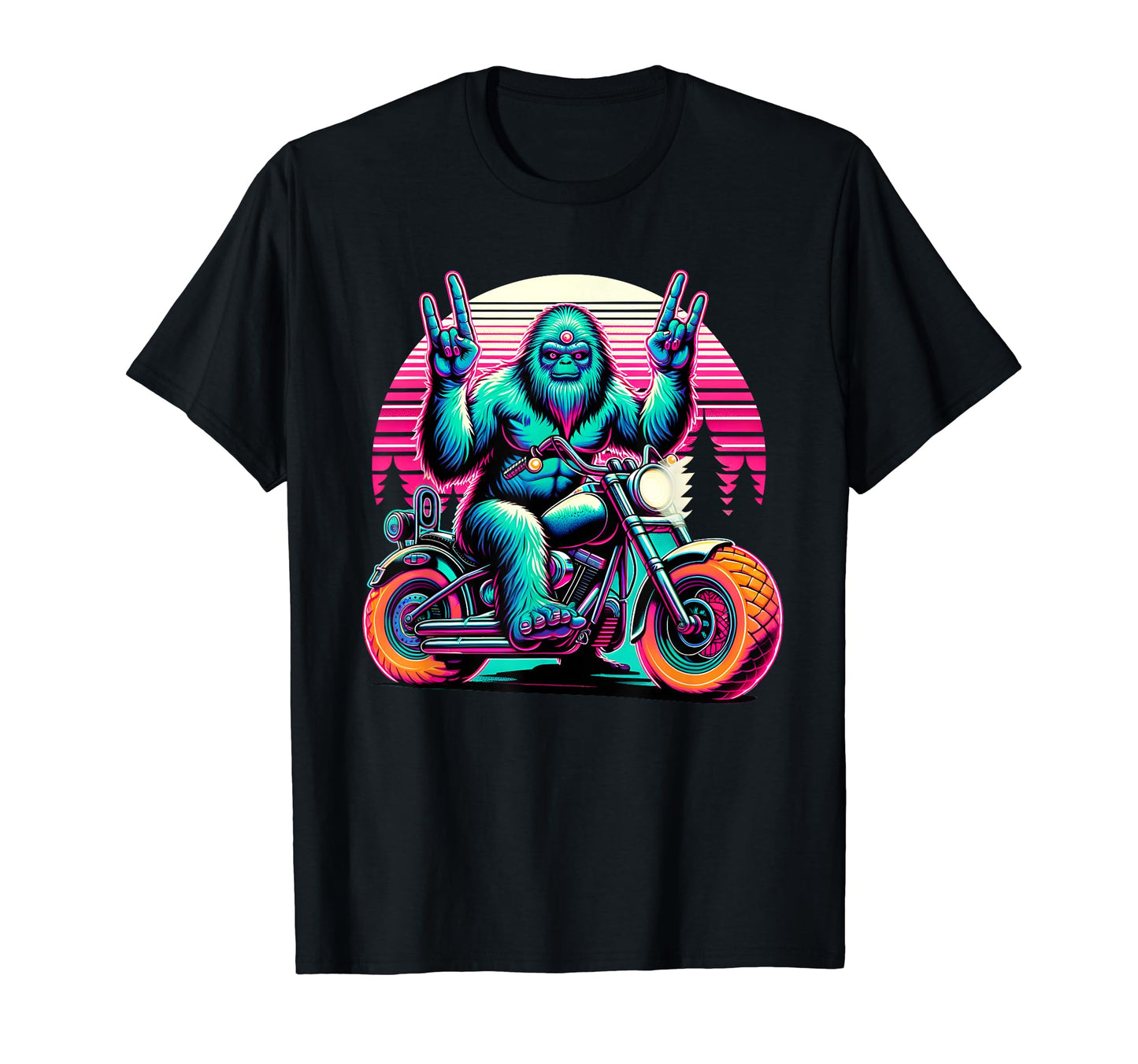 Motorcycle Bigfoot Riding T-Shirt - Aesthetic Graphic for Adults - T-Shirt, Sweatshirt, Hoodie