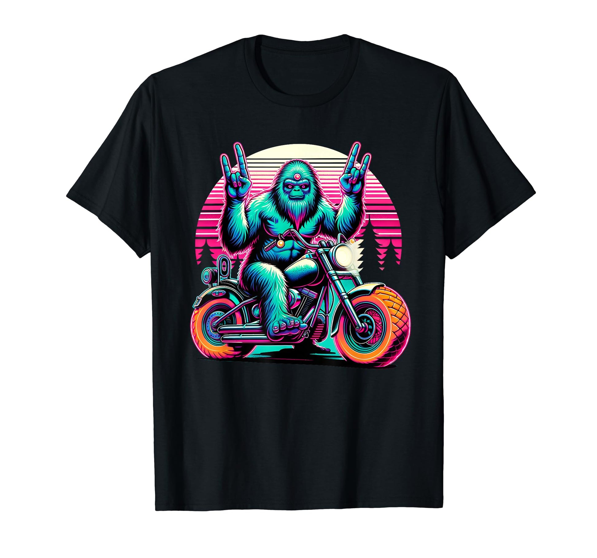 Motorcycle Bigfoot Riding T-Shirt - Aesthetic Graphic for Adults - T-Shirt, Sweatshirt, Hoodie