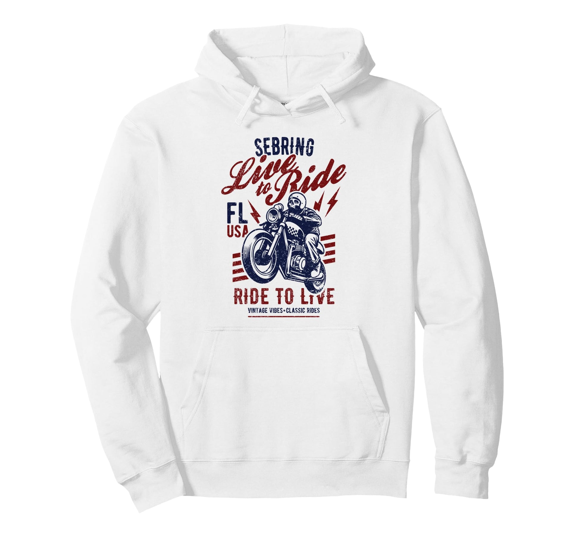 Sebring Florida Usa Motorcycle Skull Hoodie - Novelty Apparel Men Women - T-Shirt, Sweatshirt, Hoodie