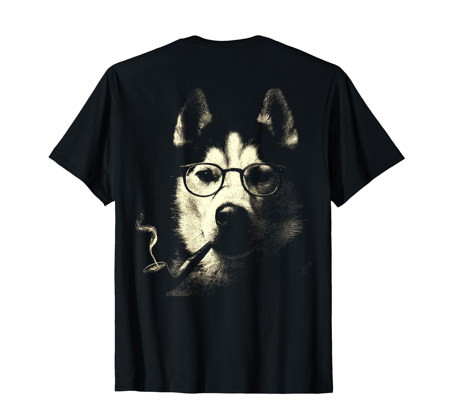 Siberian Husky Glasses Smoking Pipe T-Shirt - Minimalist Print Men Women - T-Shirt, Sweatshirt, Hoodie