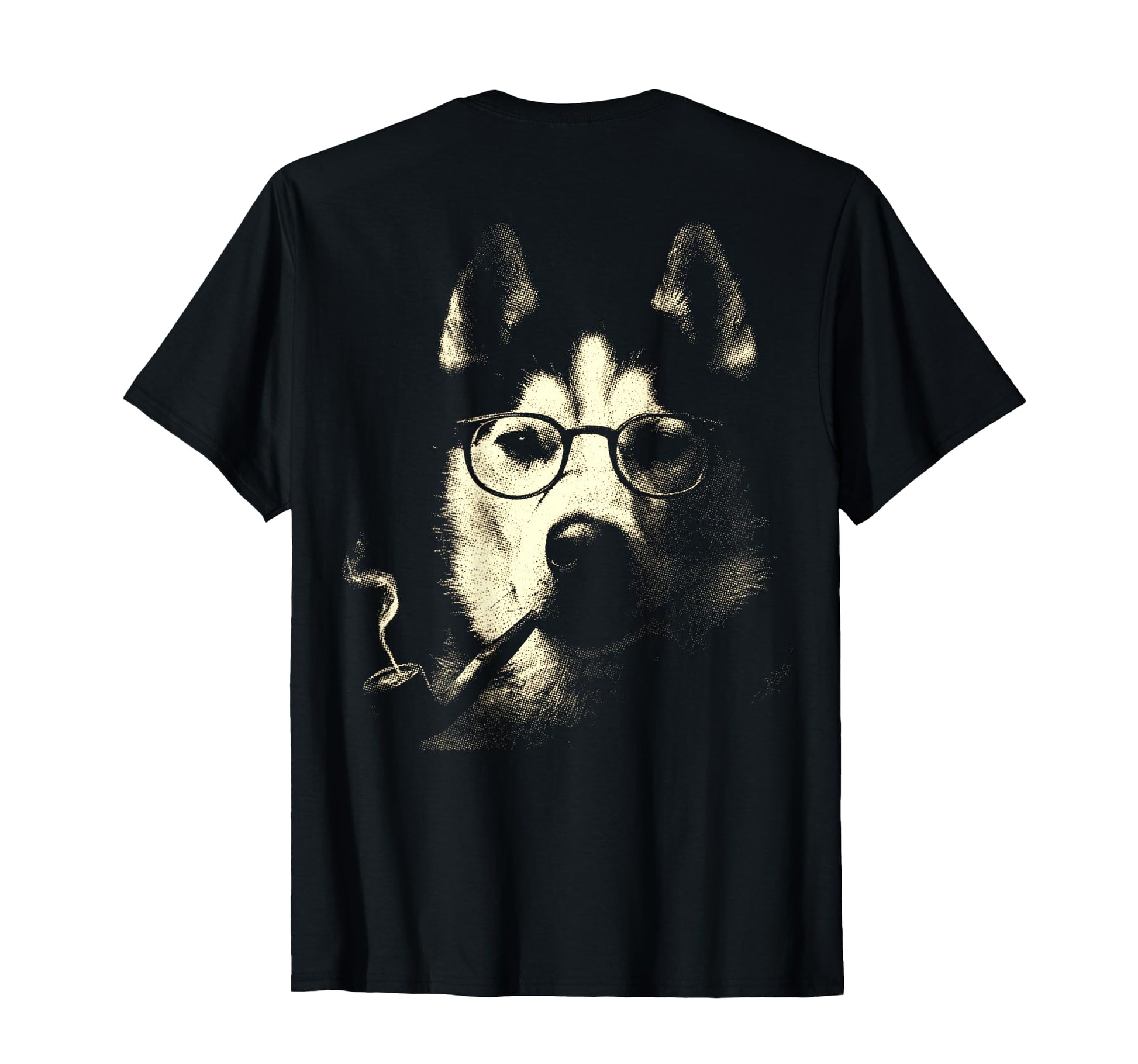 Siberian Husky Glasses Smoking Pipe T-Shirt - Minimalist Print Men Women - T-Shirt, Sweatshirt, Hoodie