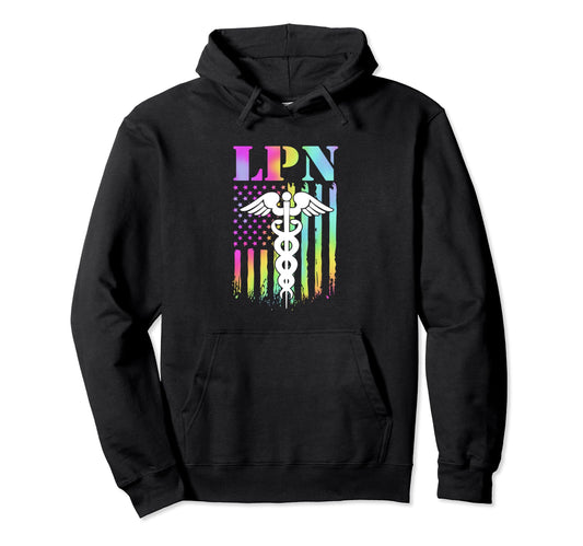 4Th July Us Flag Rainbow Lpn Nurse Hoodie - Minimalist Print Unisex - T-Shirt, Sweatshirt, Hoodie