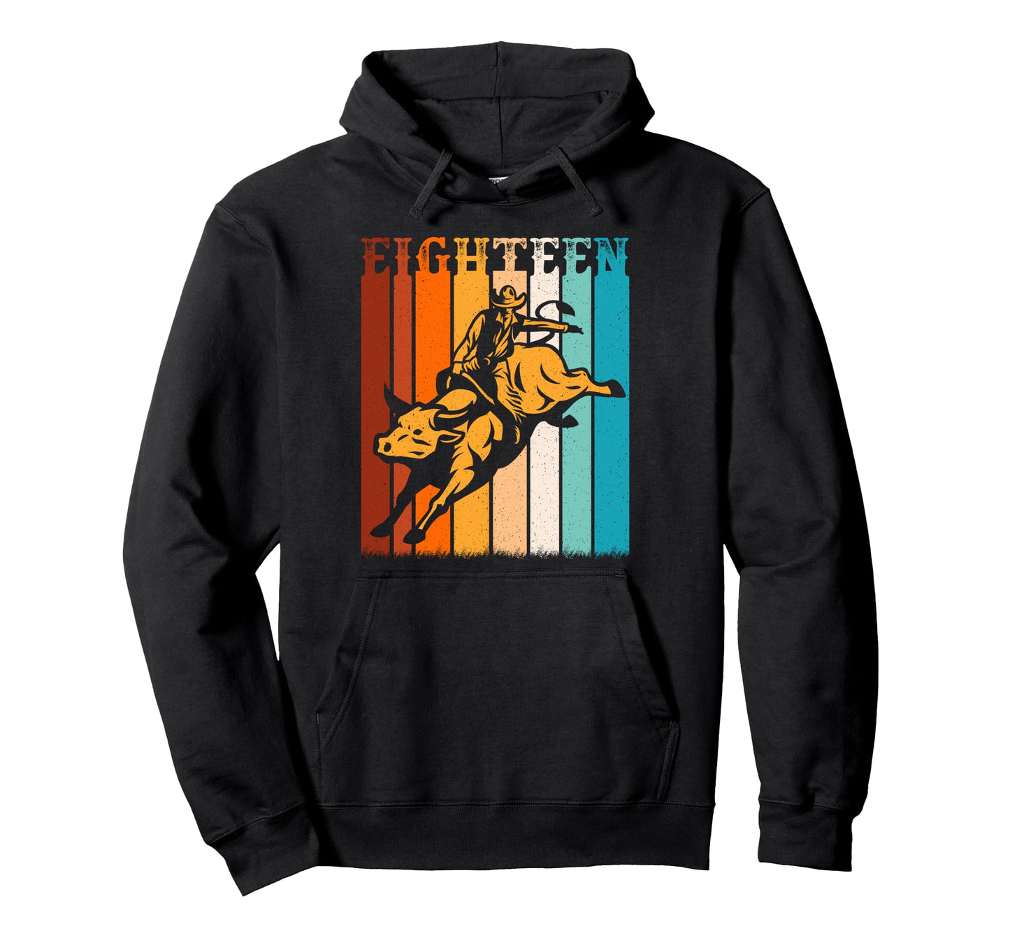 Bull Riding 18Th Birthday Cowboy 18 Hoodie - Trendy Graphic for Adults - T-Shirt, Sweatshirt, Hoodie