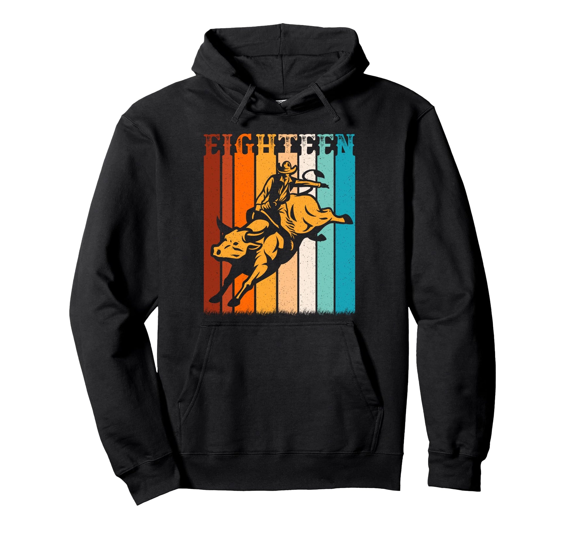 Bull Riding 18Th Birthday Cowboy 18 Hoodie - Trendy Graphic for Adults - T-Shirt, Sweatshirt, Hoodie