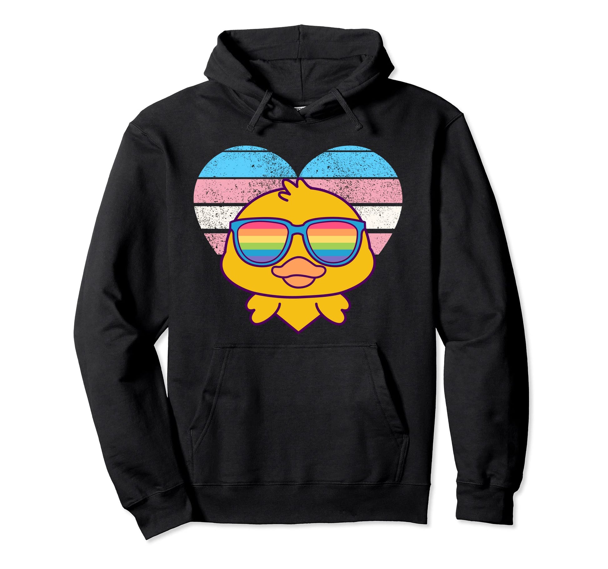 Duck Pride Trans Flag Rainbow Sunglasses Hoodie - Trendy Graphic Unisex - T-Shirt, Sweatshirt, Hoodie