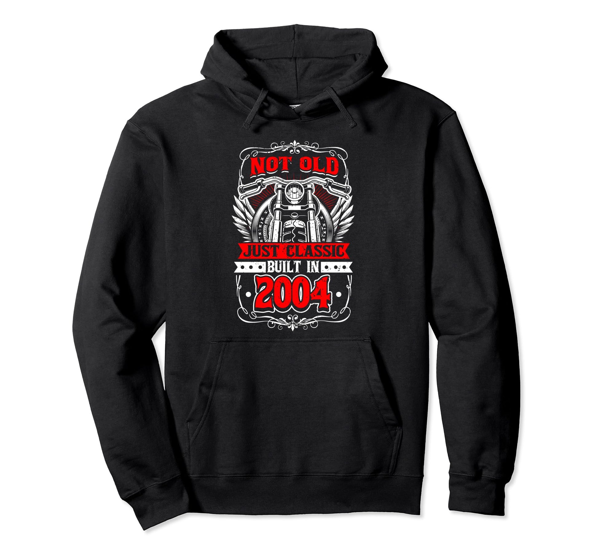 Motorcycle Biker Birthday Built 2004 Hoodie - Minimalist Print for Adults - T-Shirt, Sweatshirt, Hoodie