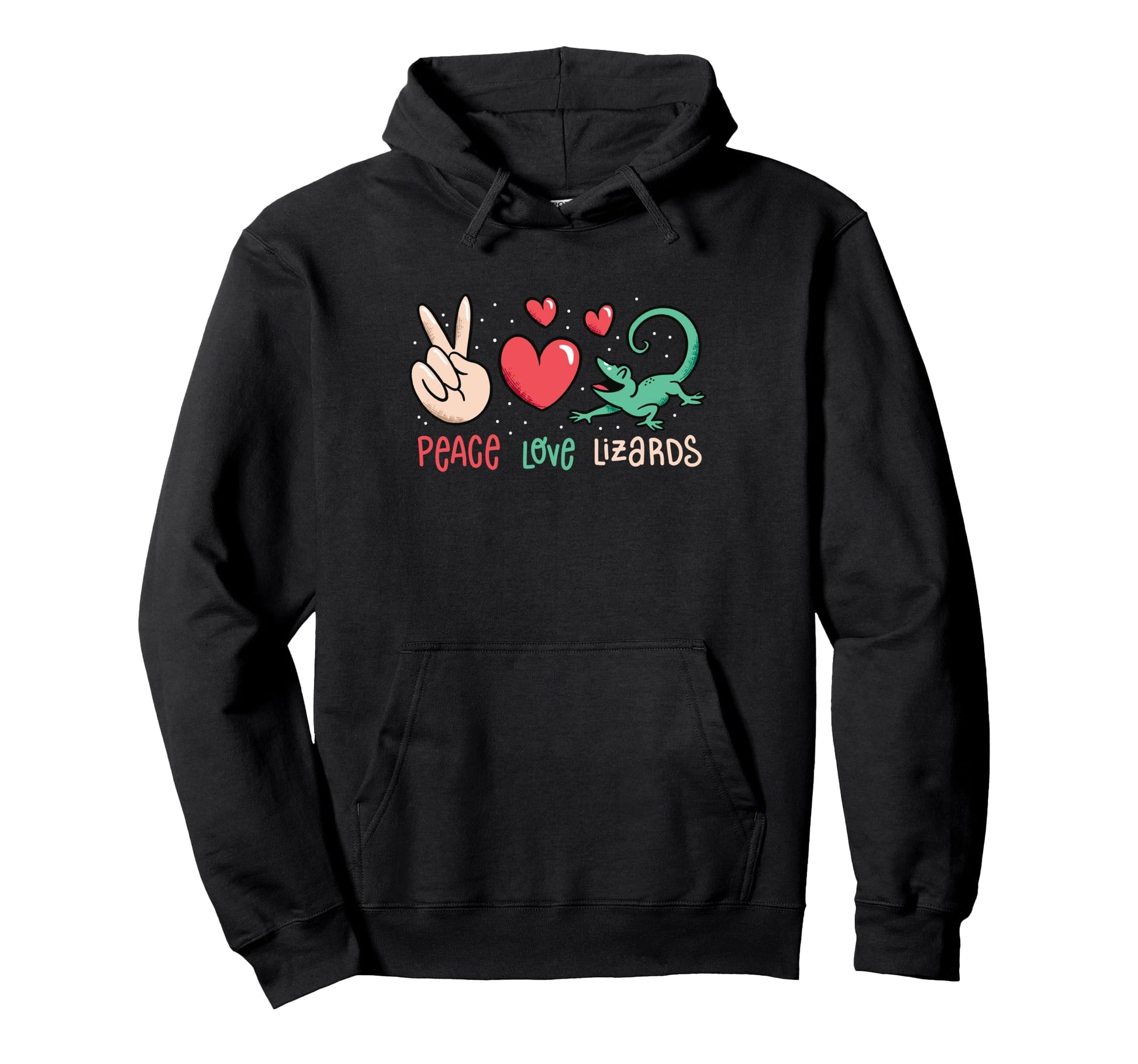 Reptile Animal Funny Peace Love Lizards Hoodie - Trendy Graphic Men Women - T-Shirt, Sweatshirt, Hoodie