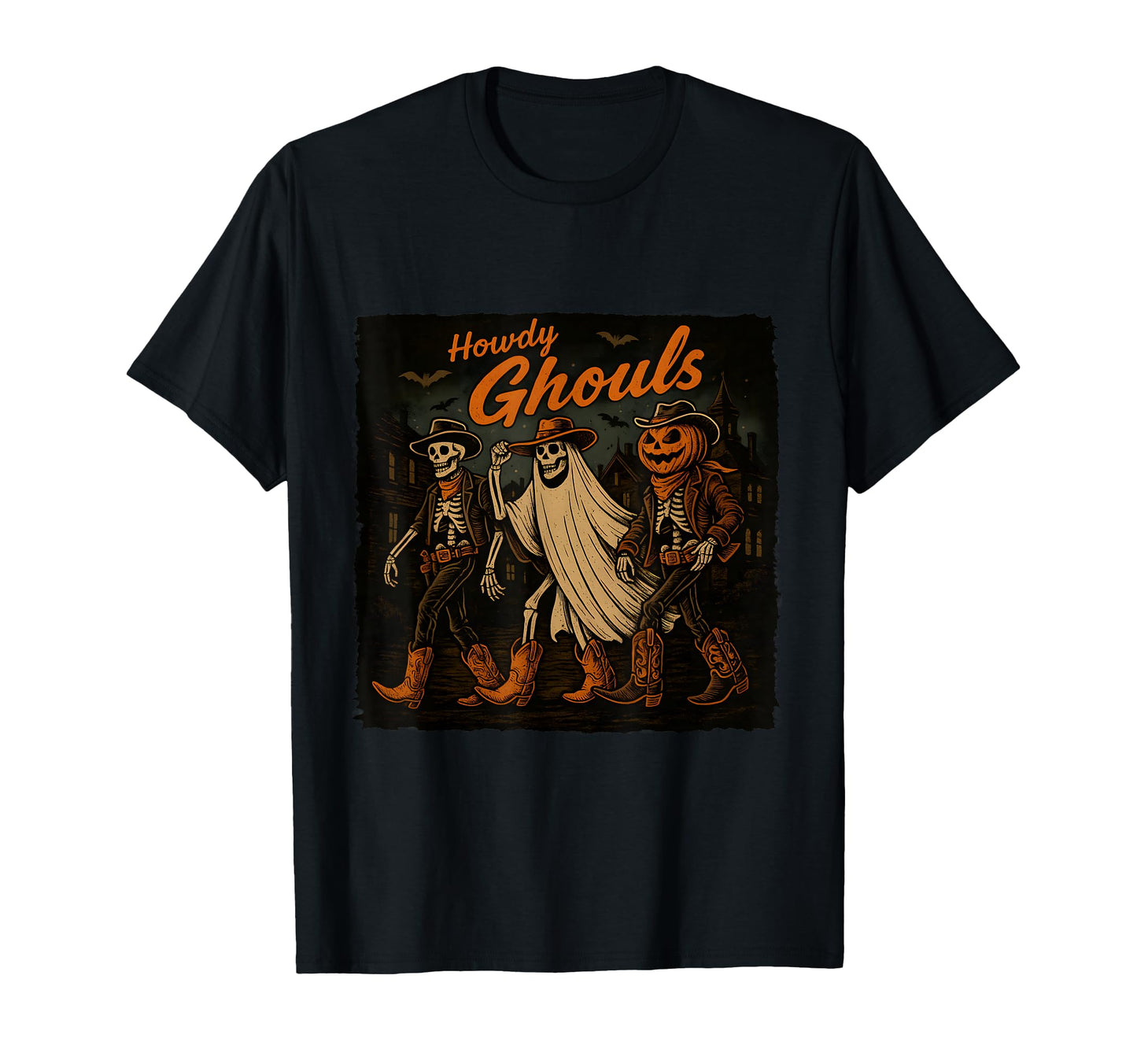 Howdy Ghouls Western Halloween Cowboy T-Shirt - Graphic Print for Adults - T-Shirt, Sweatshirt, Hoodie