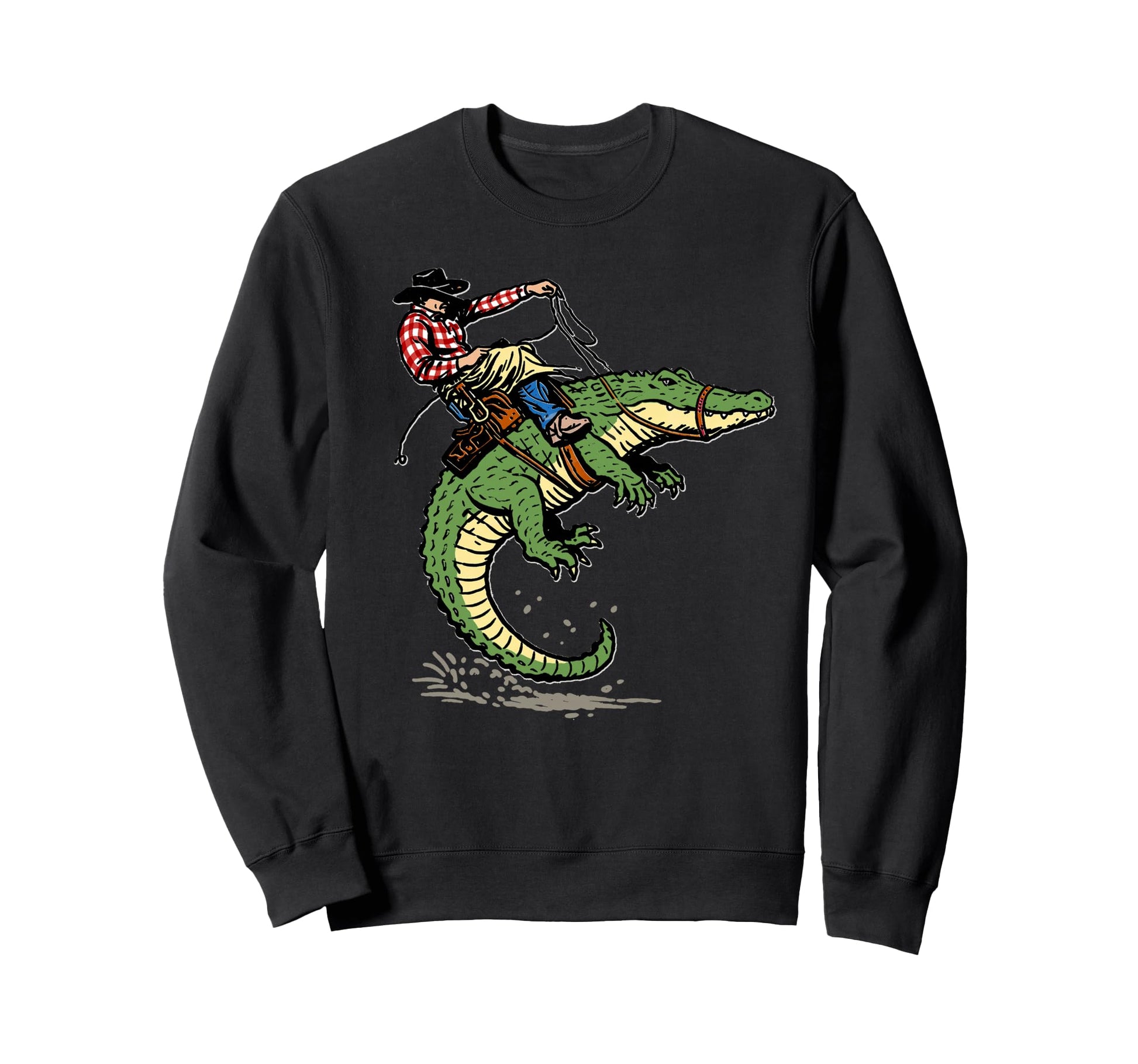 Western Cowboy Riding Alligator Sweatshirt - Fun Novelty Design for Adults - T-Shirt, Sweatshirt, Hoodie