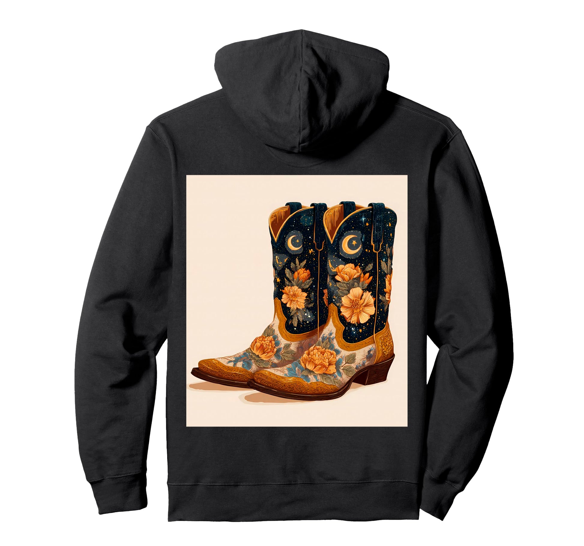 Cowboy Boots Galaxy Floral Western Art Hoodie - Graphic Print Men Women - T-Shirt, Sweatshirt, Hoodie