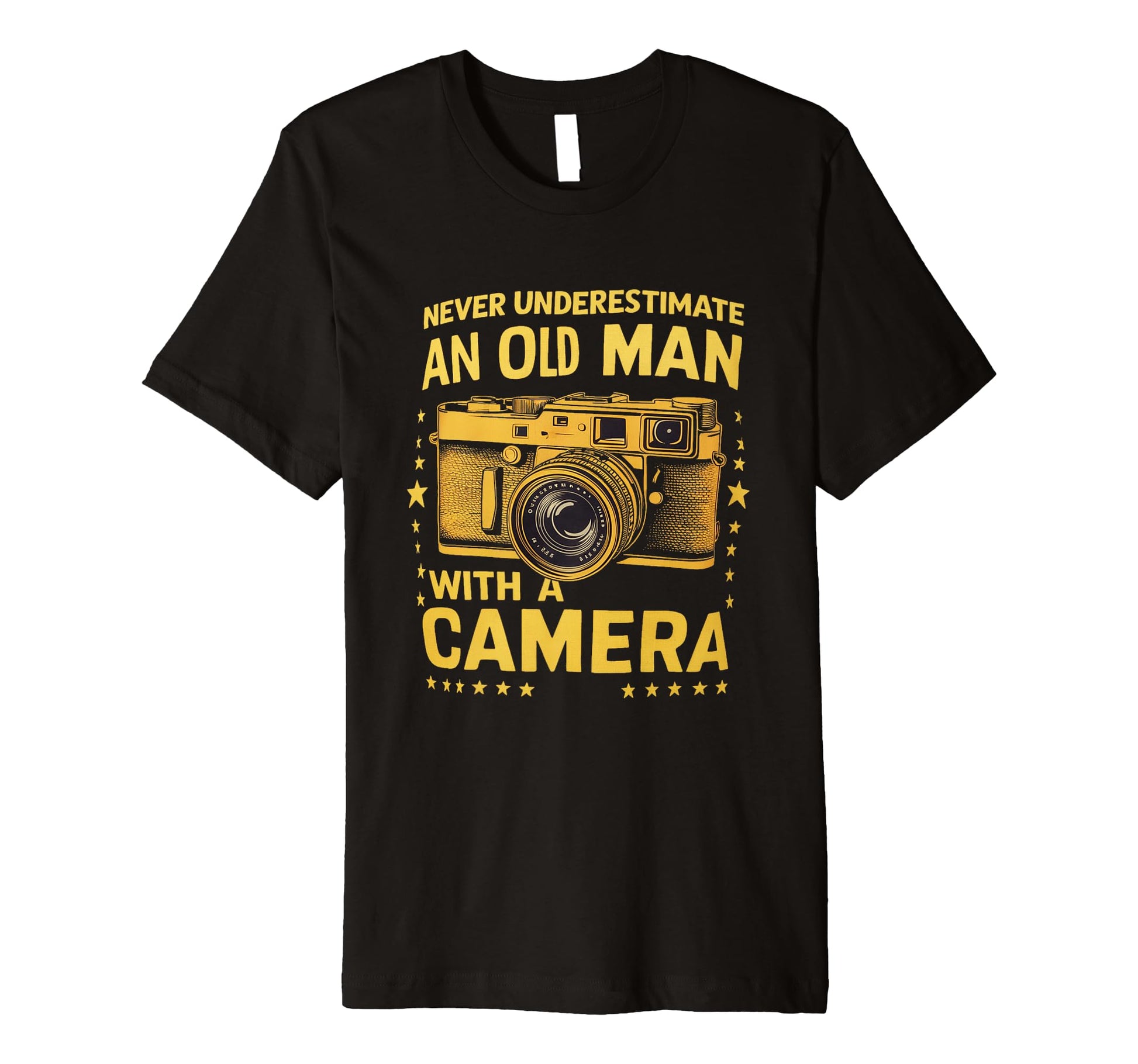 Never Underestimate Old Camera T-Shirt - Minimalist Print Unisex - T-Shirt, Sweatshirt, Hoodie