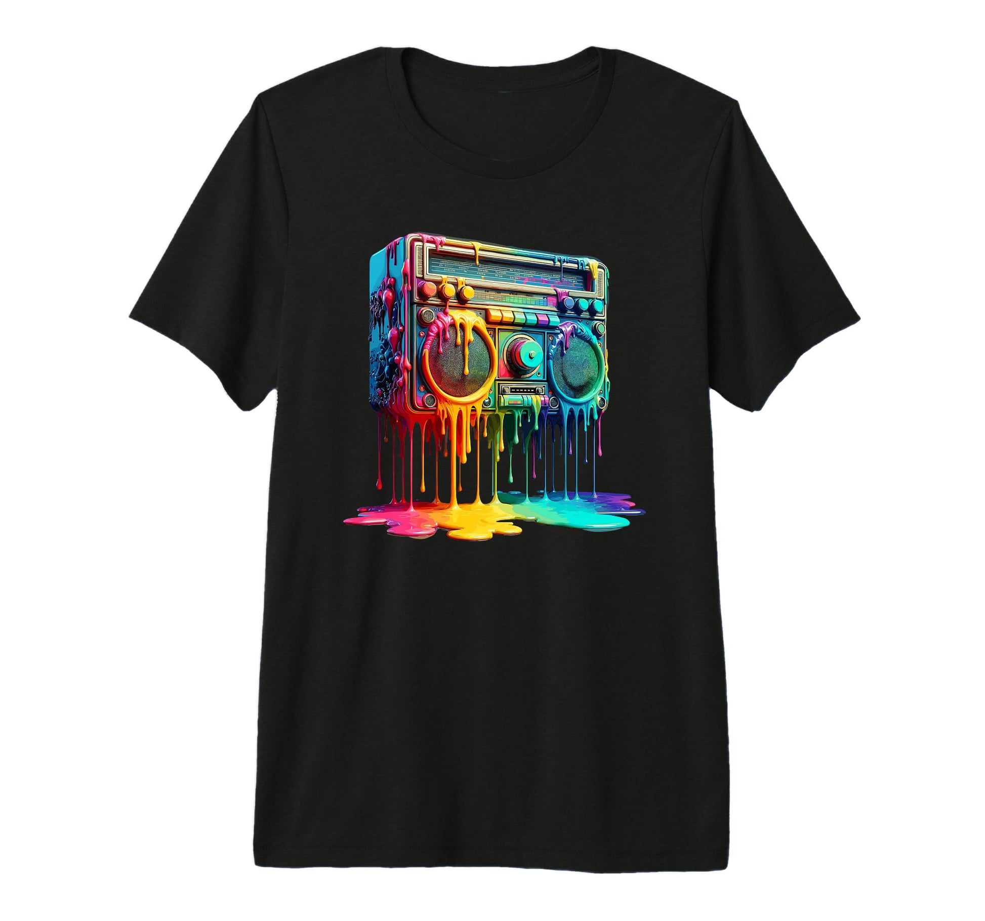 Dripping Paint Boombox Old T-Shirt - Casual Everyday Wear for Adults - T-Shirt, Sweatshirt, Hoodie