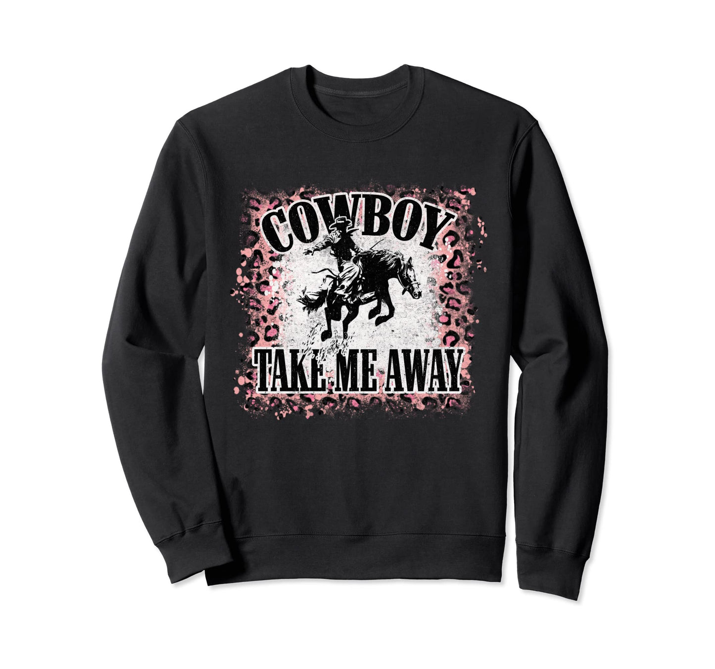 Leopard Bleached Cowboy Riding Horse Sweatshirt - Graphic Print Men Women - T-Shirt, Sweatshirt, Hoodie